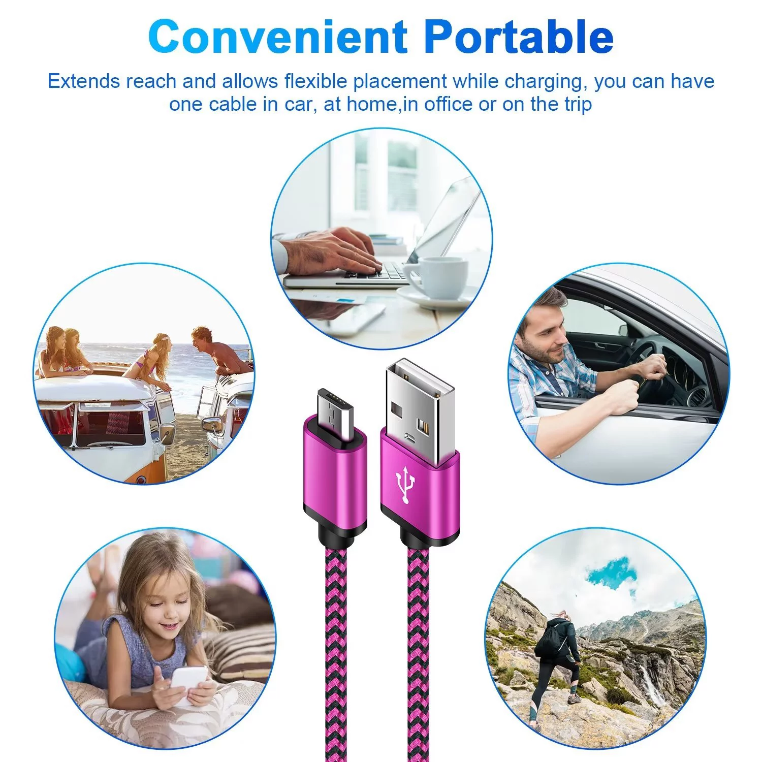 USB Charger Block,FiveBox 1pc 1A USB Wall Charger Block with 1pc USB A to Micro USB Cable 6ft Android Charger Cable USB Charging Cable USB Brick Phone Charger Box USB Plug Fast Charging Block,Rose