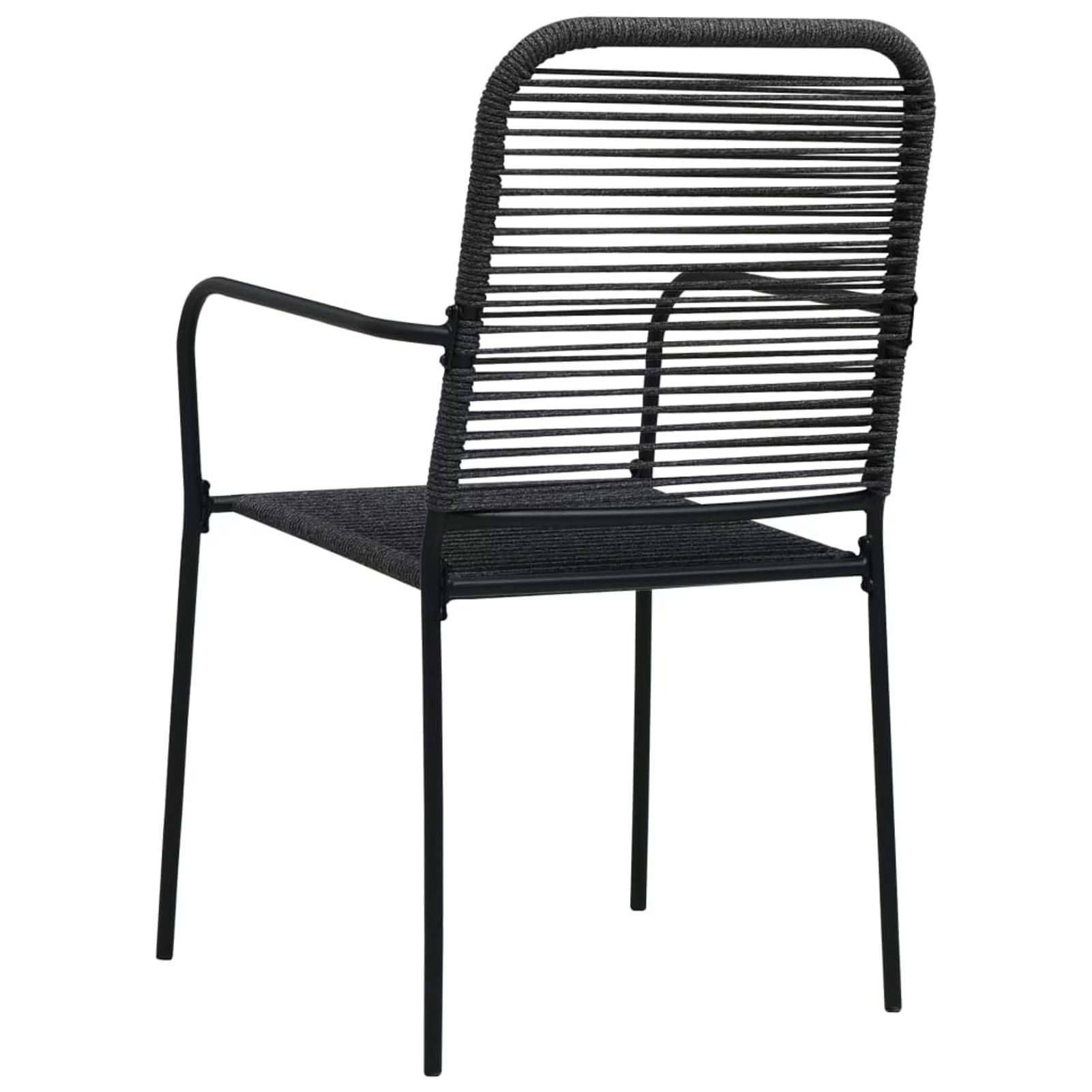 OWSOO Garden Chairs 2 pcs Cotton Rope and Steel Black