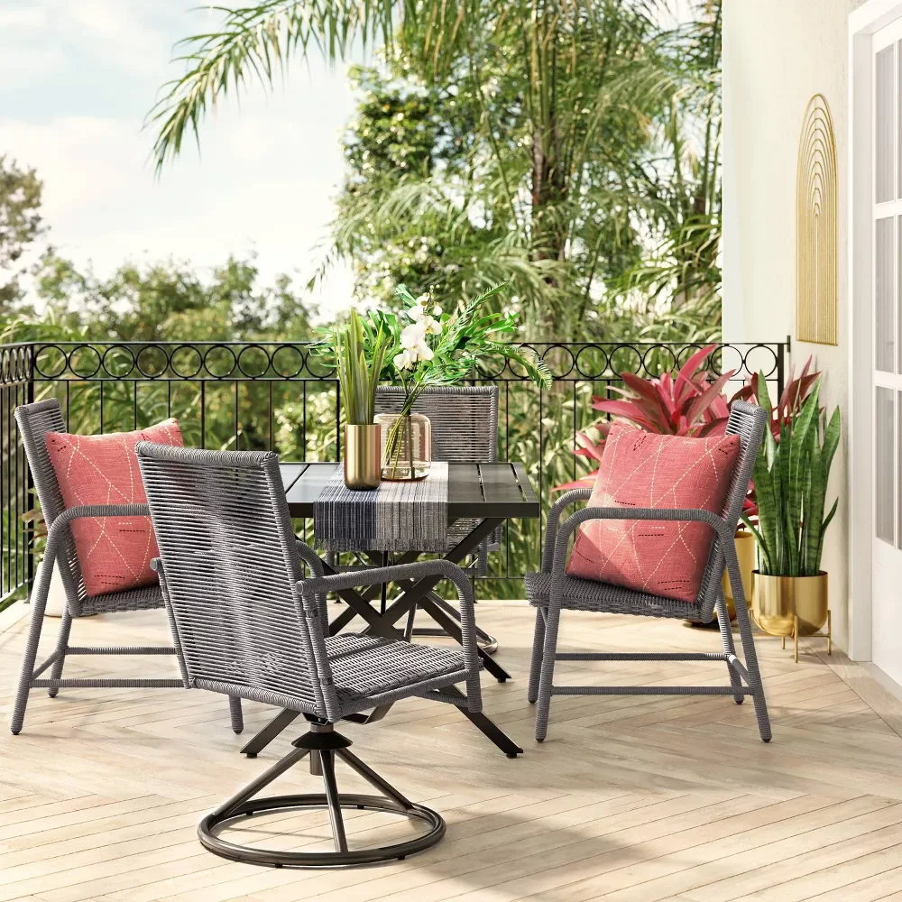 2pc Granby Padded Wicker Outdoor Patio Dining Chairs Arm Chairs Gray - Threshold™