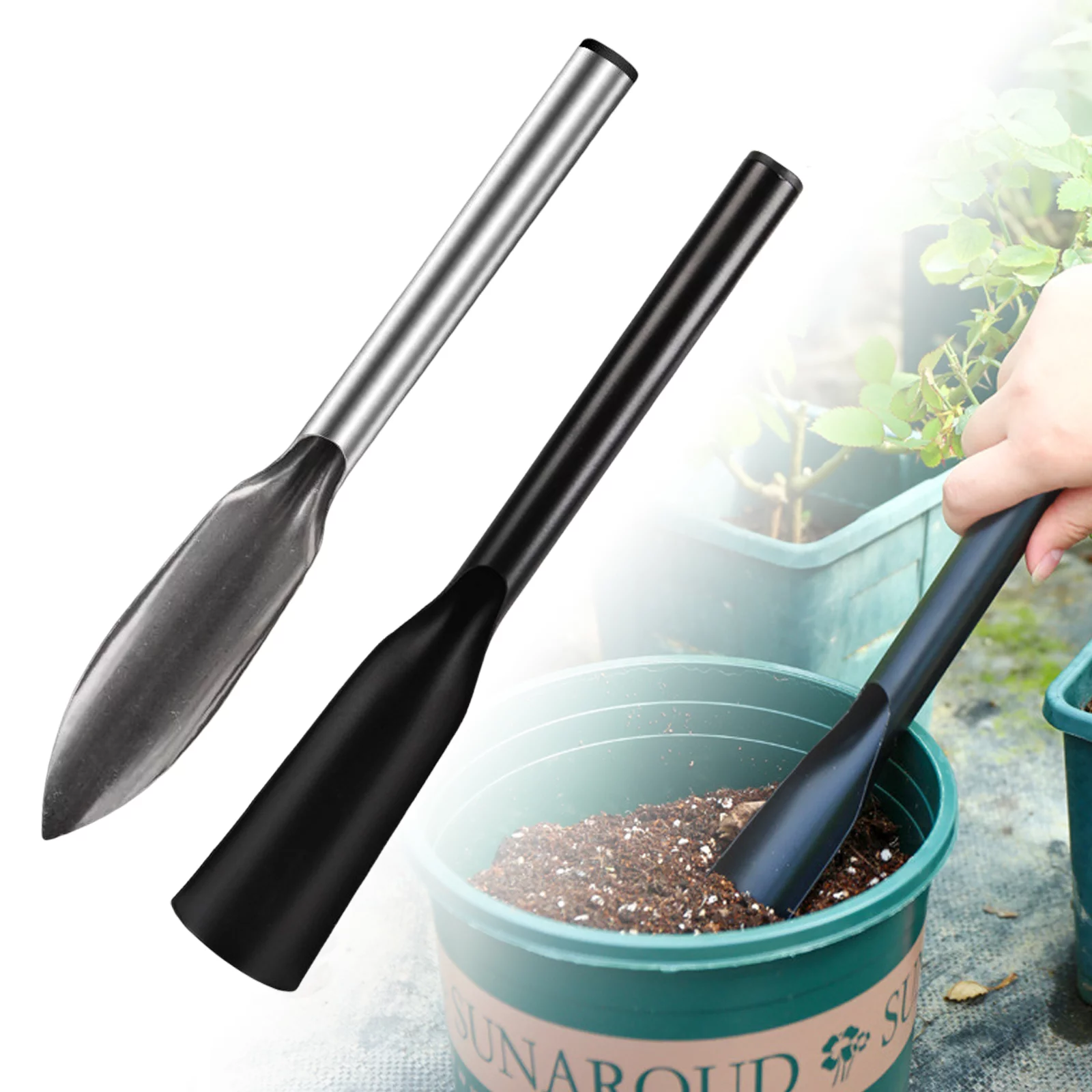 Hirundo Garden Hand Shovels, Ergonomic Handle Shovel Rake, for Transplanting, Weeding, Digging & Planting(Stainless Steel Pointed Shovel)