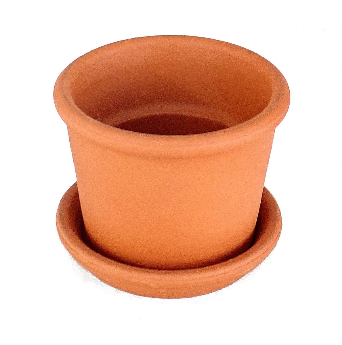 Deroma 211519 3.4 x 0.6 in. Terracotta Clay Round Water-Resistant Saucer, Red