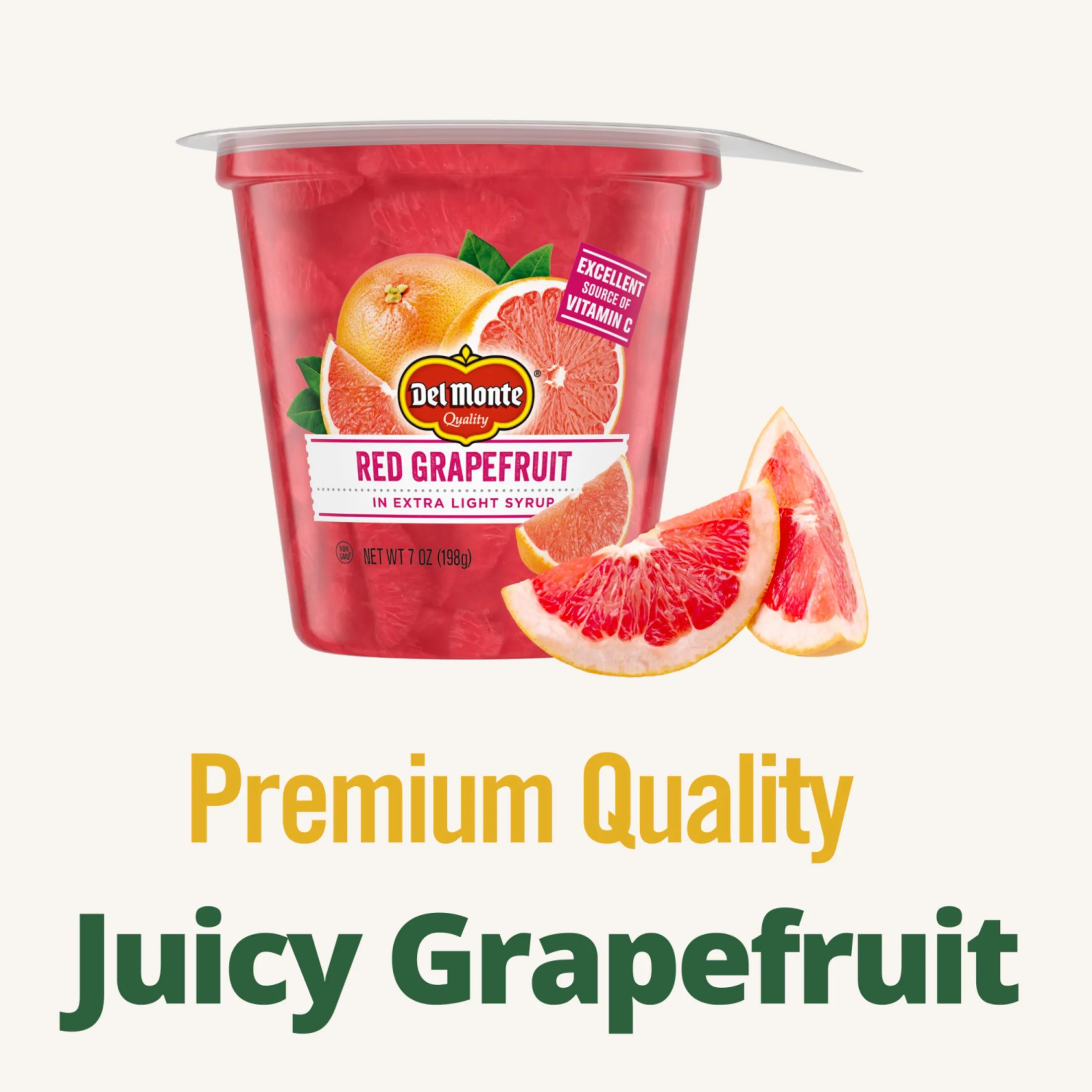 Del Monte Red Grapefruit in Extra Light Syrup, Pack of 4, 7 oz Cups