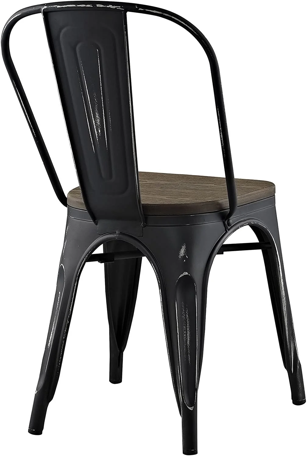 CHIOPKM Promenade Industrial Modern Steel Side  Seat in Black  One Dining Chair