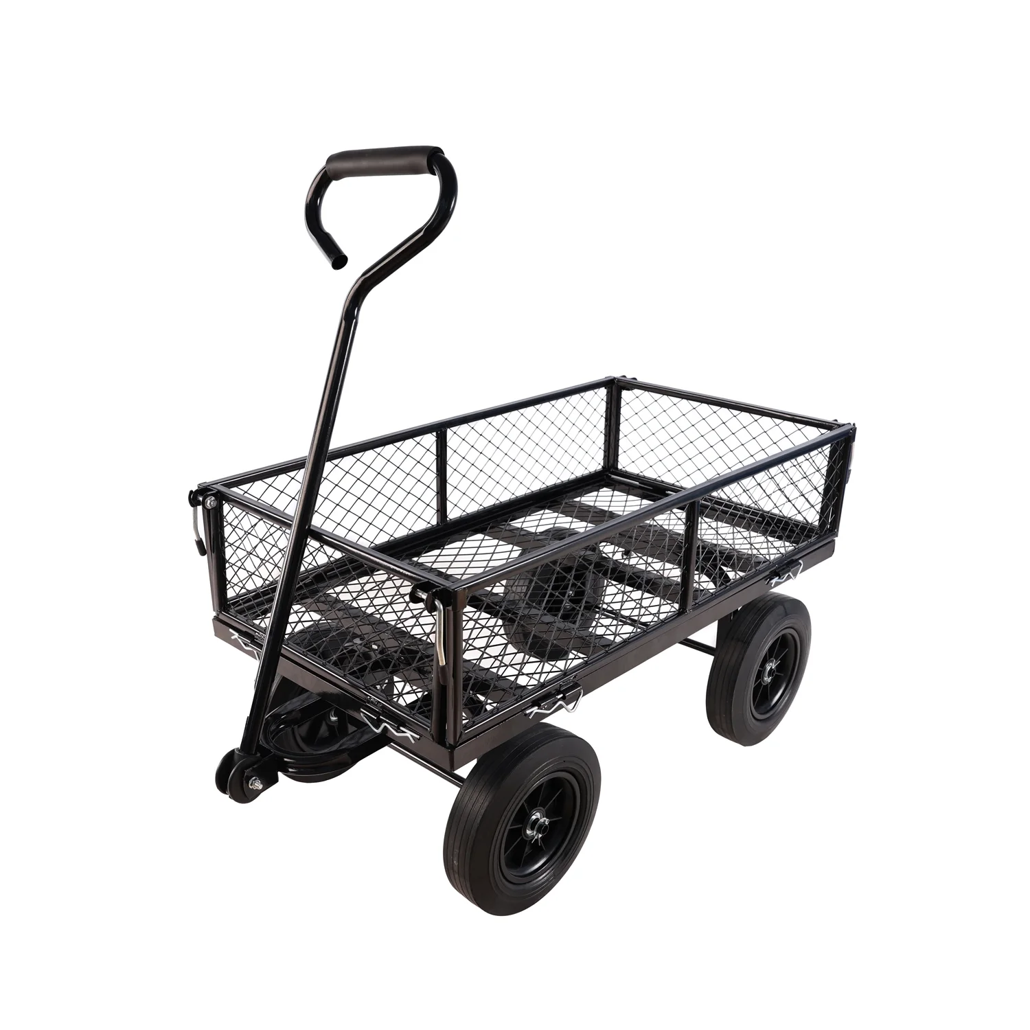 LEIYEHOOM (Black solid wheels wagon cart) Solid wheels Tools cart Wagon Cart Garden cart trucks make it easier to transport firewood