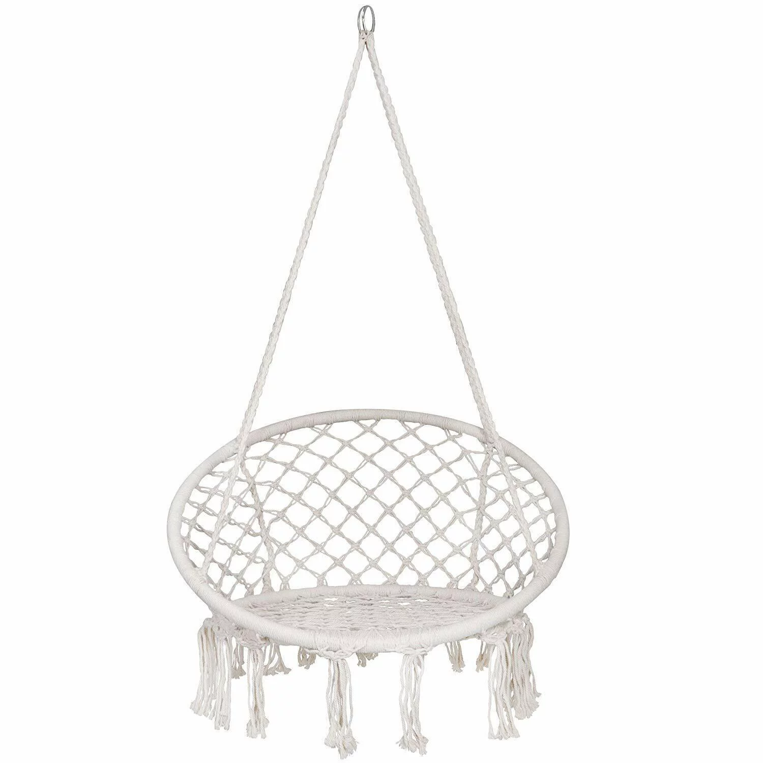 Durable Hanging Cotton Rope Macrame Hammock Swing Chair - Patio Hammock with 300lbs Weight Capacity