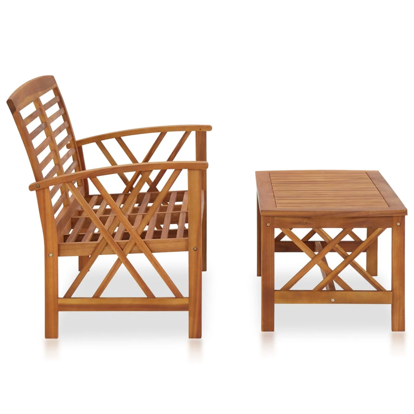 Walmeck 2 Piece Patio Set Solid Acacia Wood