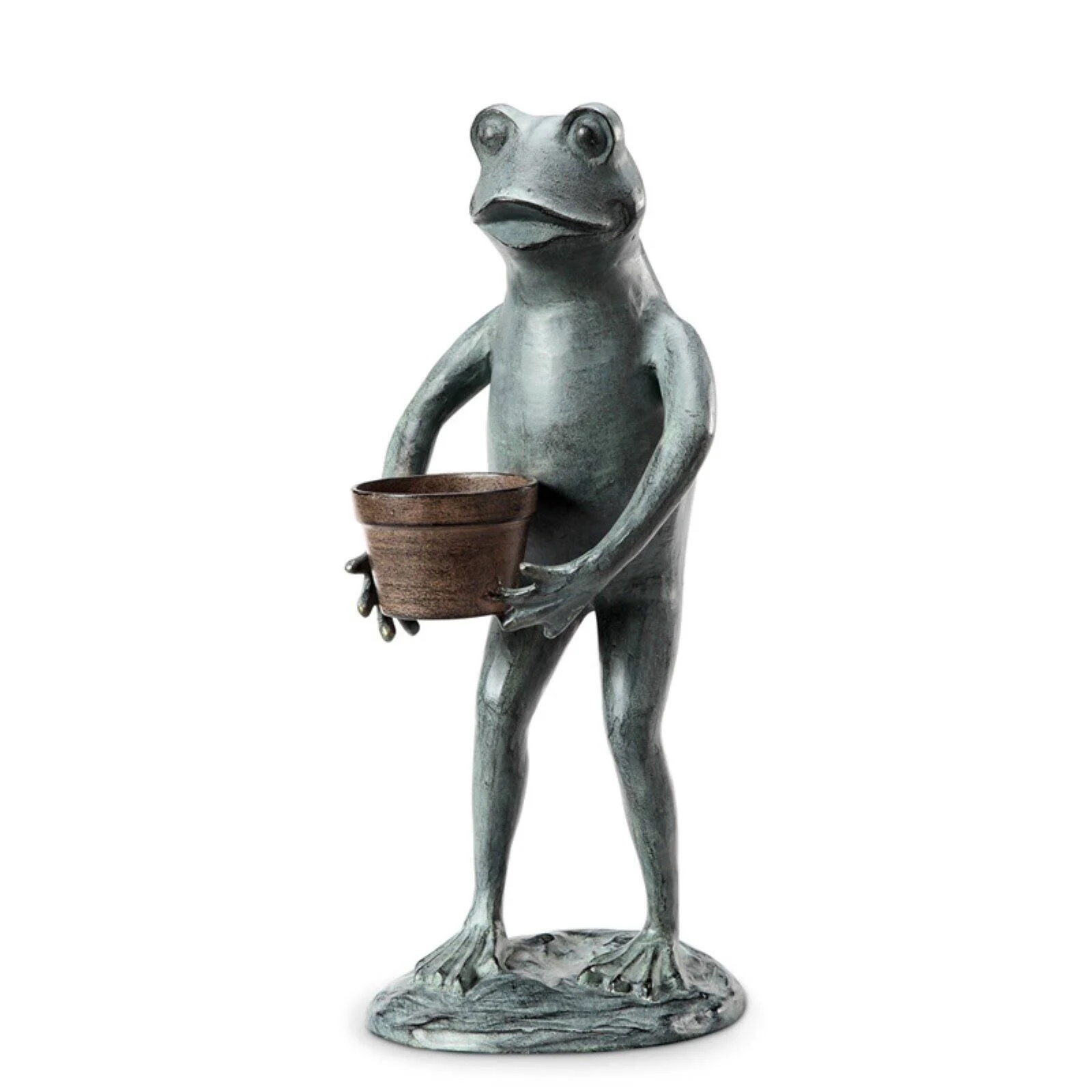 SPI Aluminum Helpful Garden Frog Planter Holder