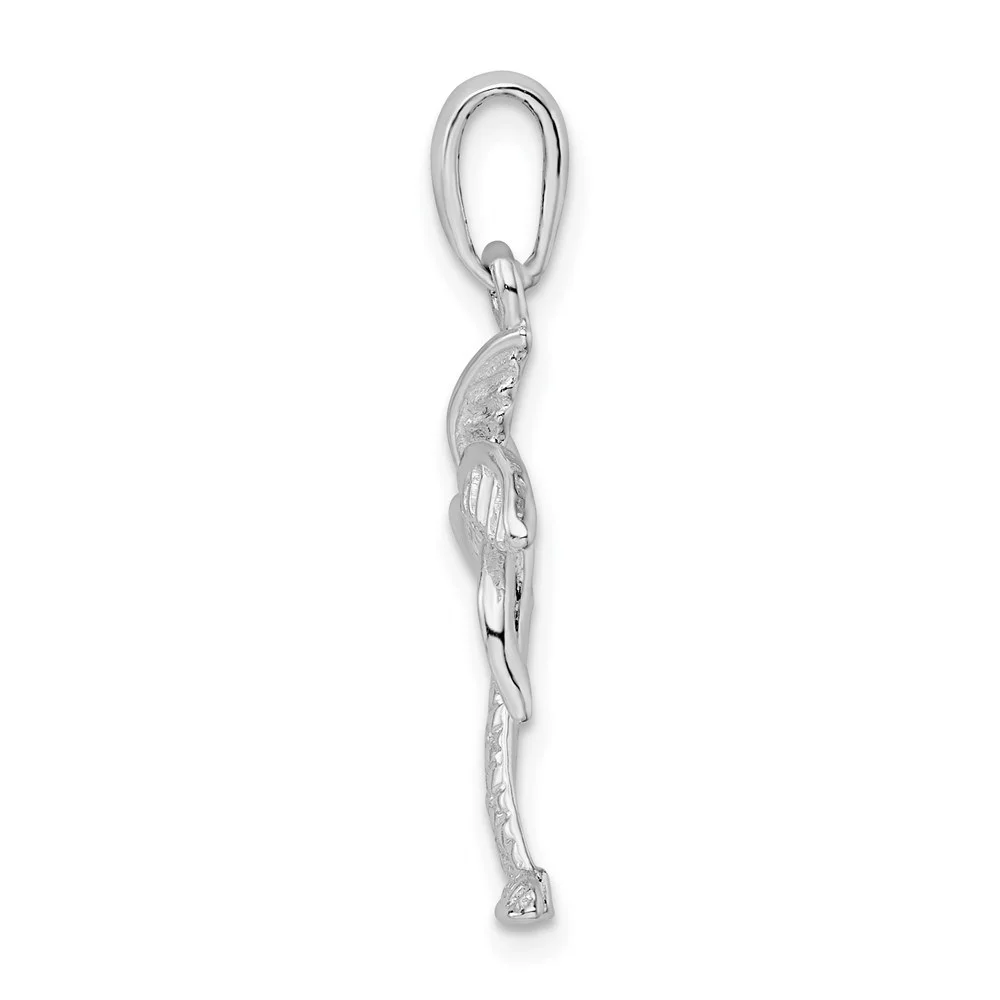 Auriga 925 Sterling Silver Rhod-Plated Palm Tree with Textured Trunk Pendant for Women (L-27.8mm)