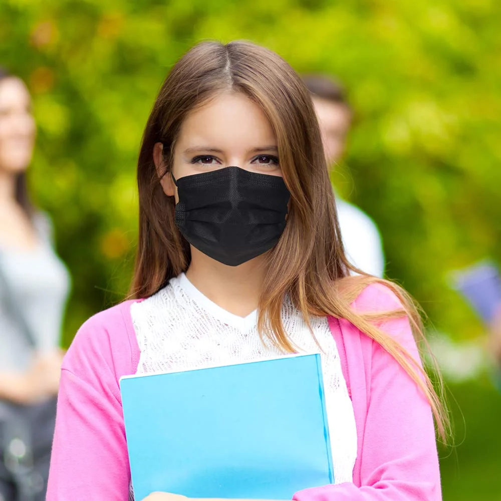 5000 Pack USA Made Disposable Face Masks Black, 3 Ply Breathable Protection Mask