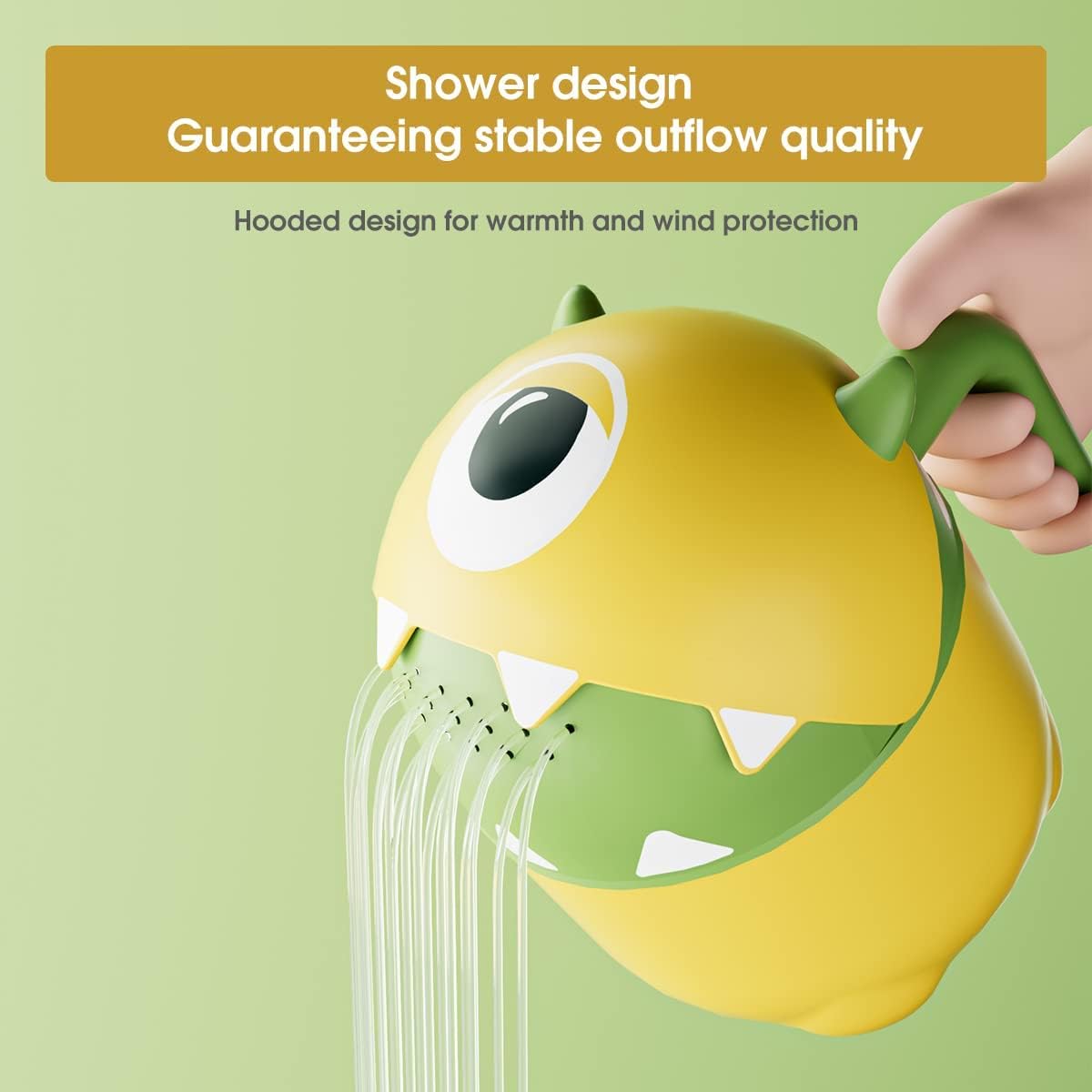 Baby Bath Rinse Cup Shampoo Rinser Shower Sprinkler Spoon Bathroom Accessories Cartoon Waterfall Rinser for Kids Baby Tub Wash Hair Cups Shampoo Rinser with Dippers Handle