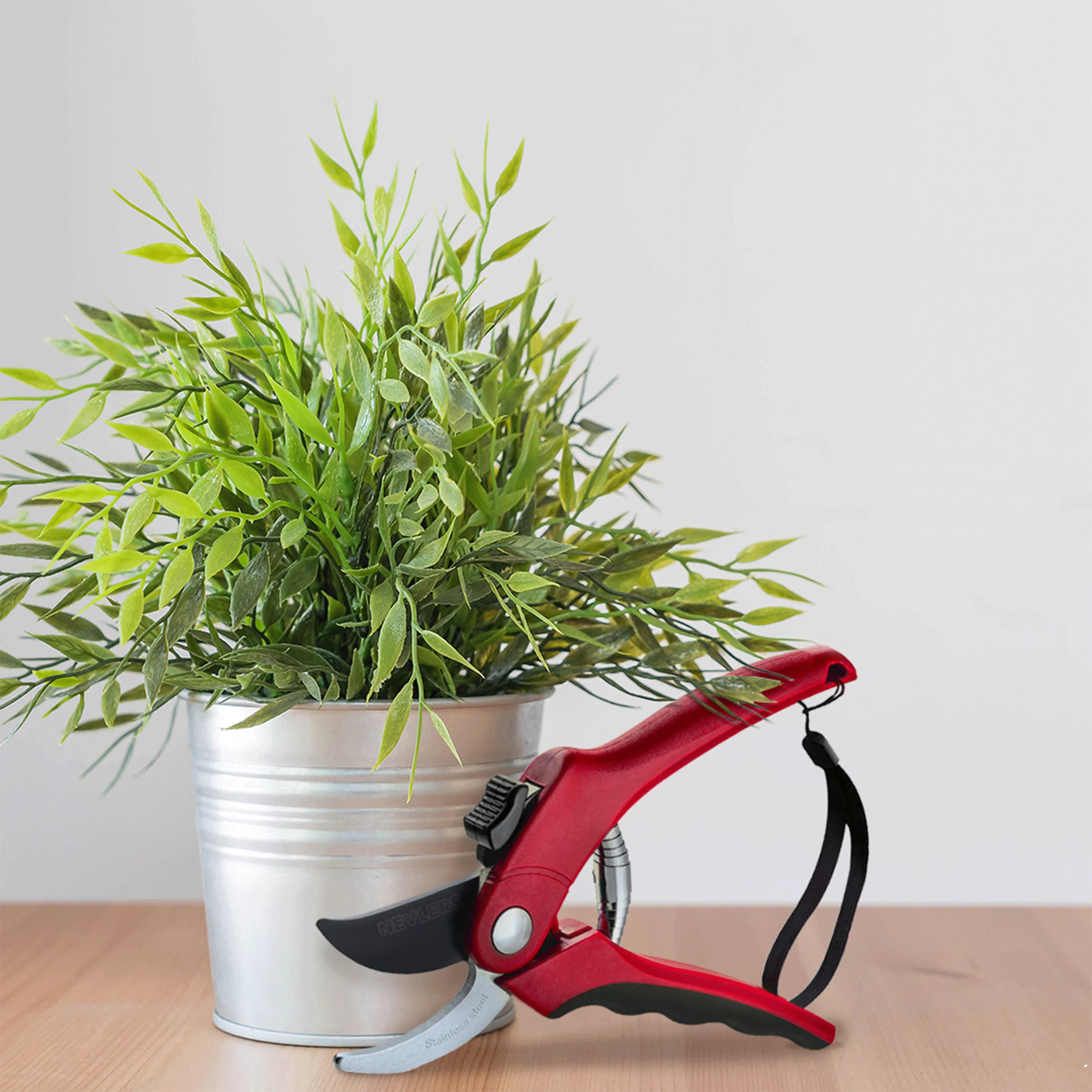 Nevlers 8 in. Red Heavy Duty Bypass Garden Pruning Shears