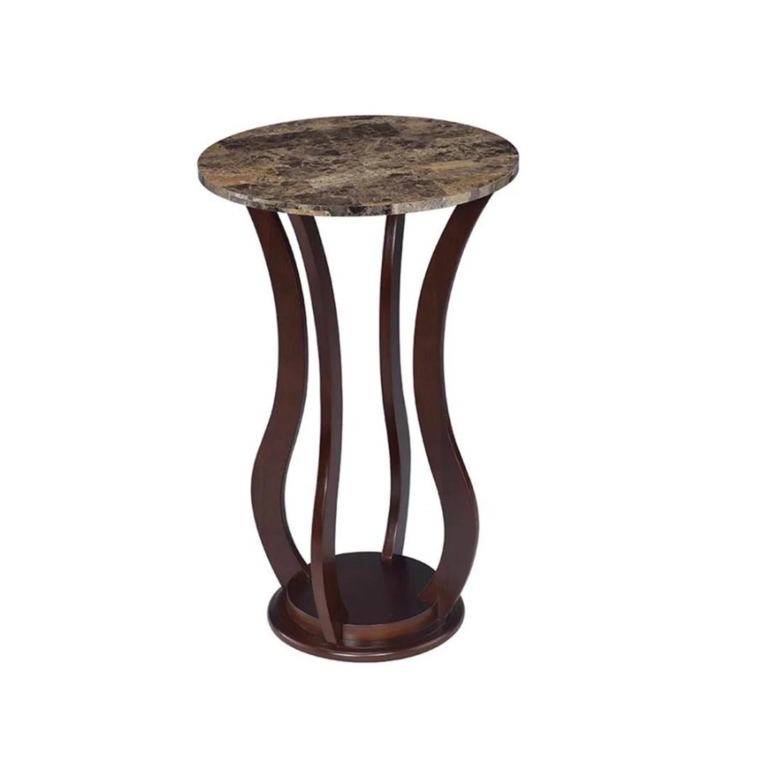 HomeStock Round Marble Top Plant Stand Brown