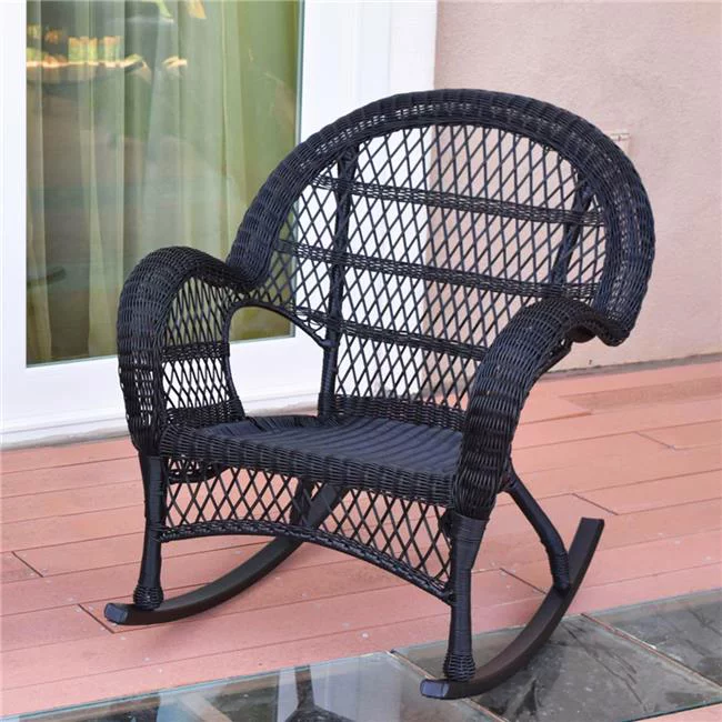 Jeco W00211-R Santa Maria Rocker Wicker Chair, Black