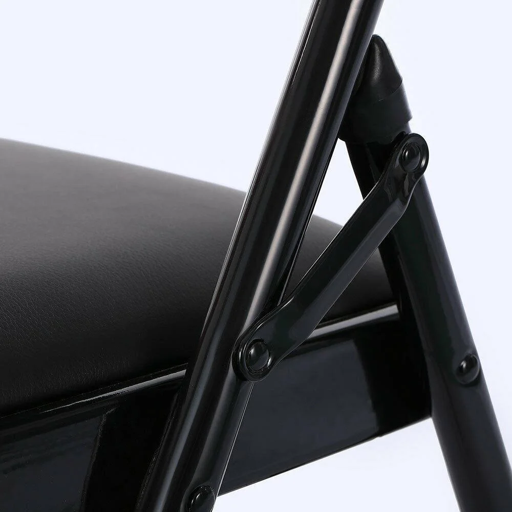 4 Pack Black Padded Folding Chairs Stackable Picnic Party Commercial Set of 4