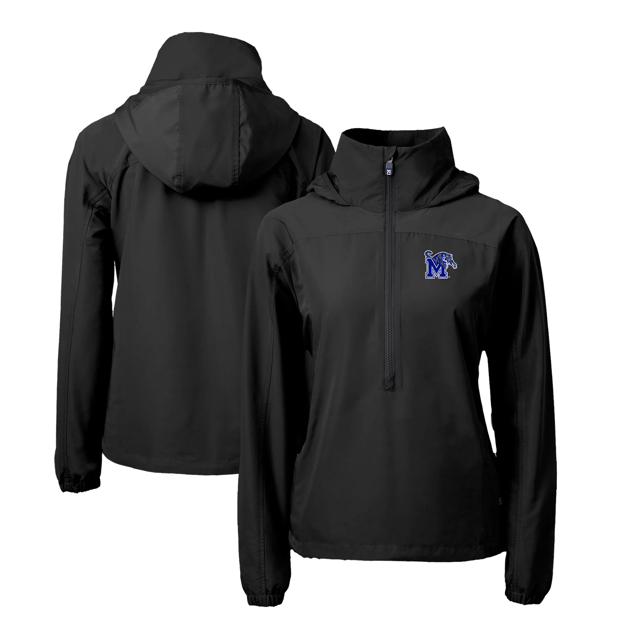 Women's Cutter & Buck  Black Memphis Tigers Charter Eco Recycled Half-Zip Anorak Jacket