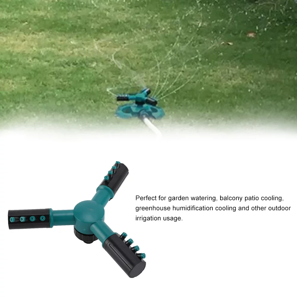Garden Irrigation-Three-way Spray Head 360 Degree Rotating Sprinkler Garden Irrigation (Dark Green)