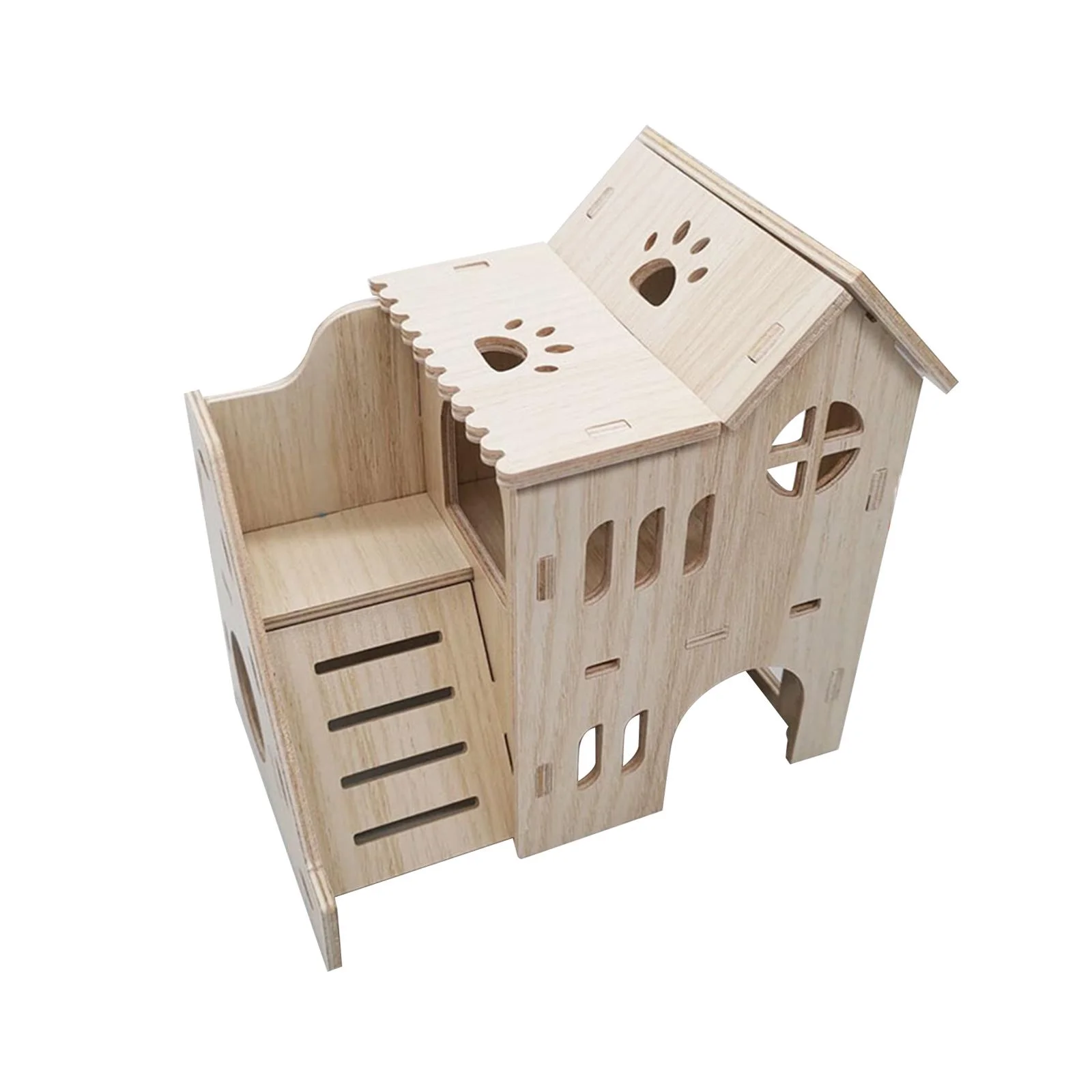 Wooden Hamster House. Playground Exercise Toy. Hideout Small Small Animal Habitat Decor Easy to Assemble Nesting Villa Cage for Hedgehog 17cmx11.5cmx17cm