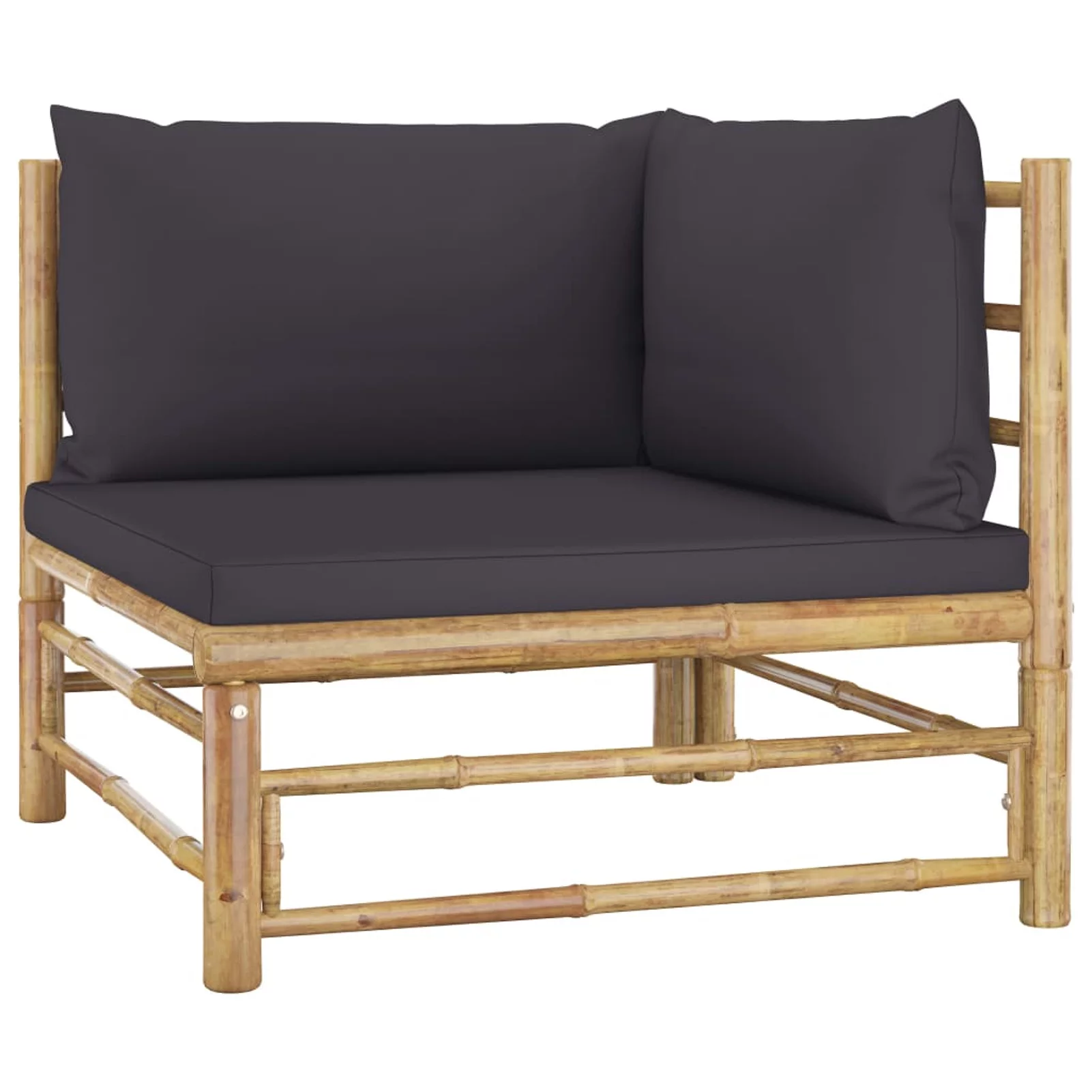 Anself 6 Piece Patio Set with Dark Gray Cushions Bamboo