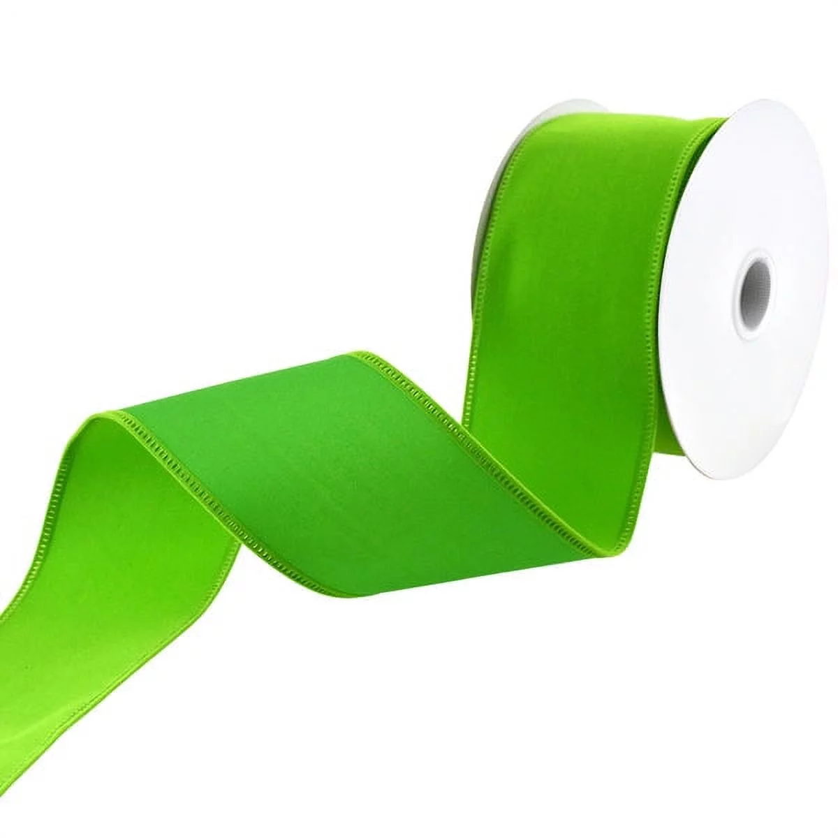 Christmas Velvet Wired Edge Ribbon, 2-1/2-Inch, 10-Yard - Lime Green