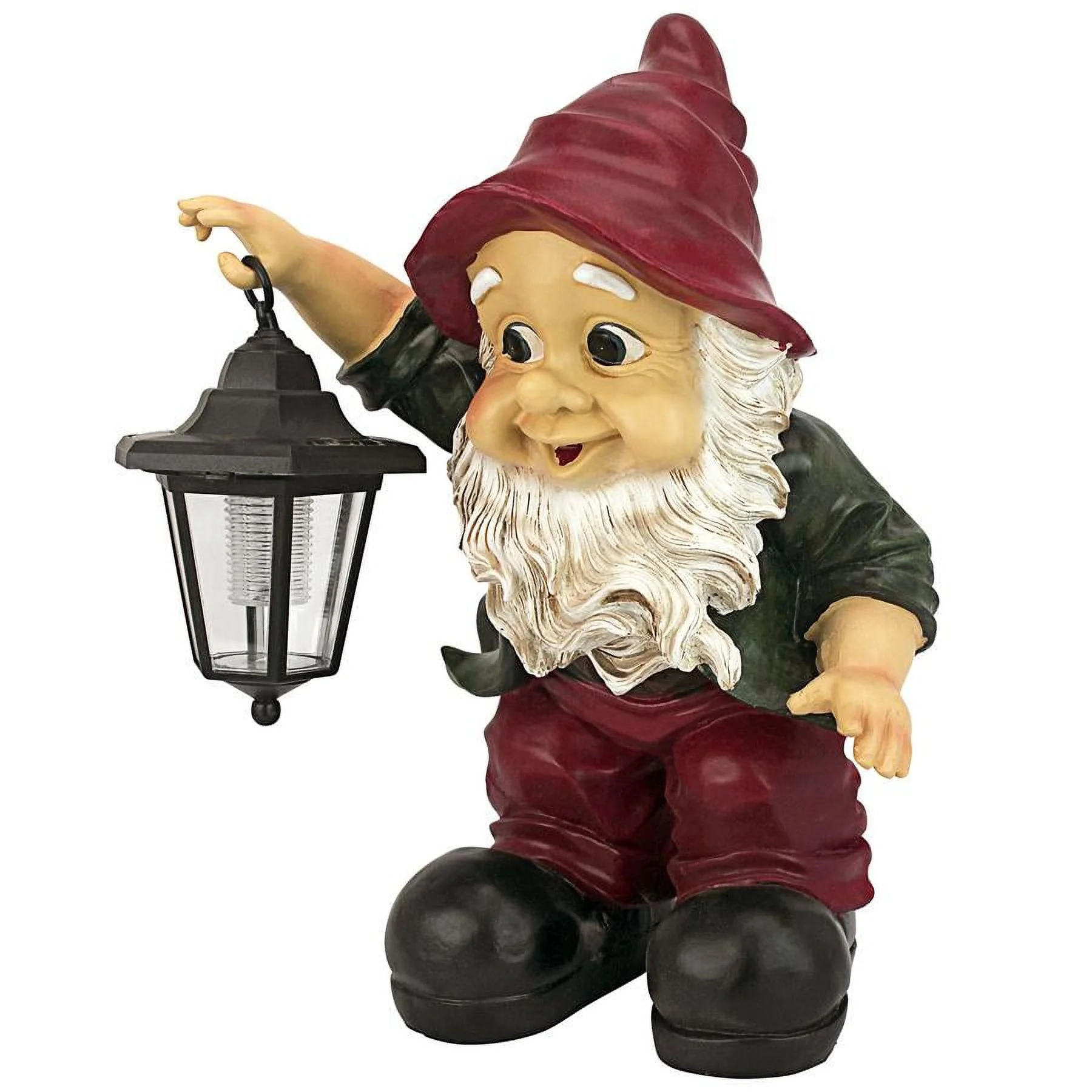 Design Toscano Edison with The Lighted Lantern Garden Gnome Statue