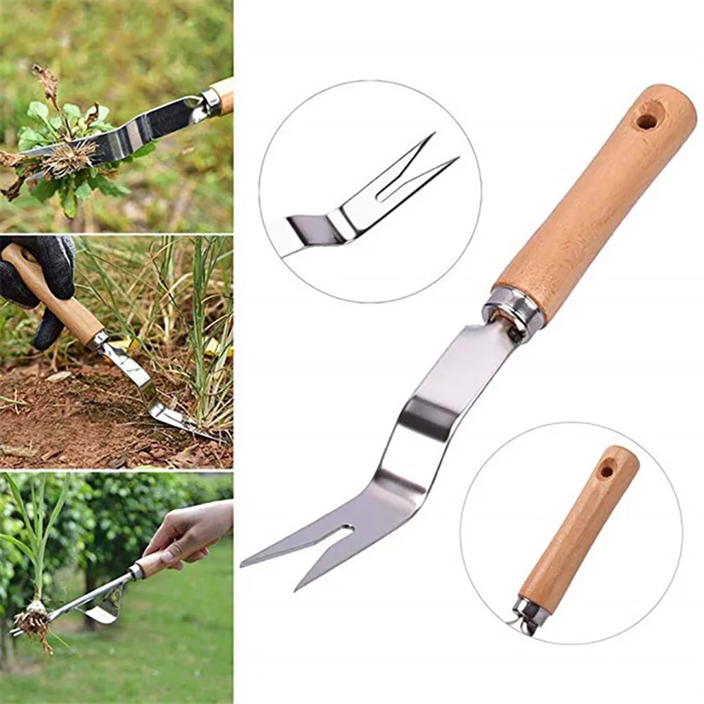 2Pcs Household Weeding Tools Wood Handle Weeding Devices Manual Weeders
