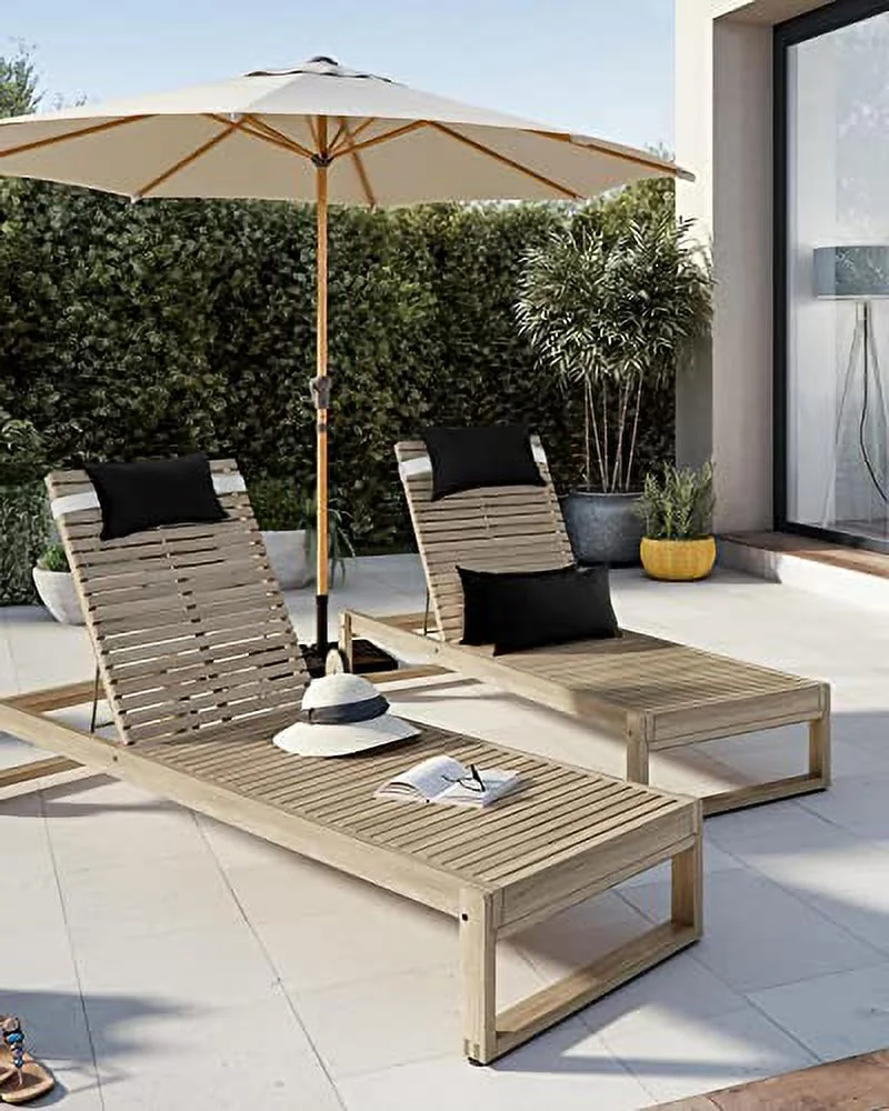 Black Outdoor Recliner Pillows for Head, Waterproof Chair Pillow with Elastic Stripe, Pure Black Chaise Lounge Headrest Pillow for Patio/Beach/Pool 2Pack