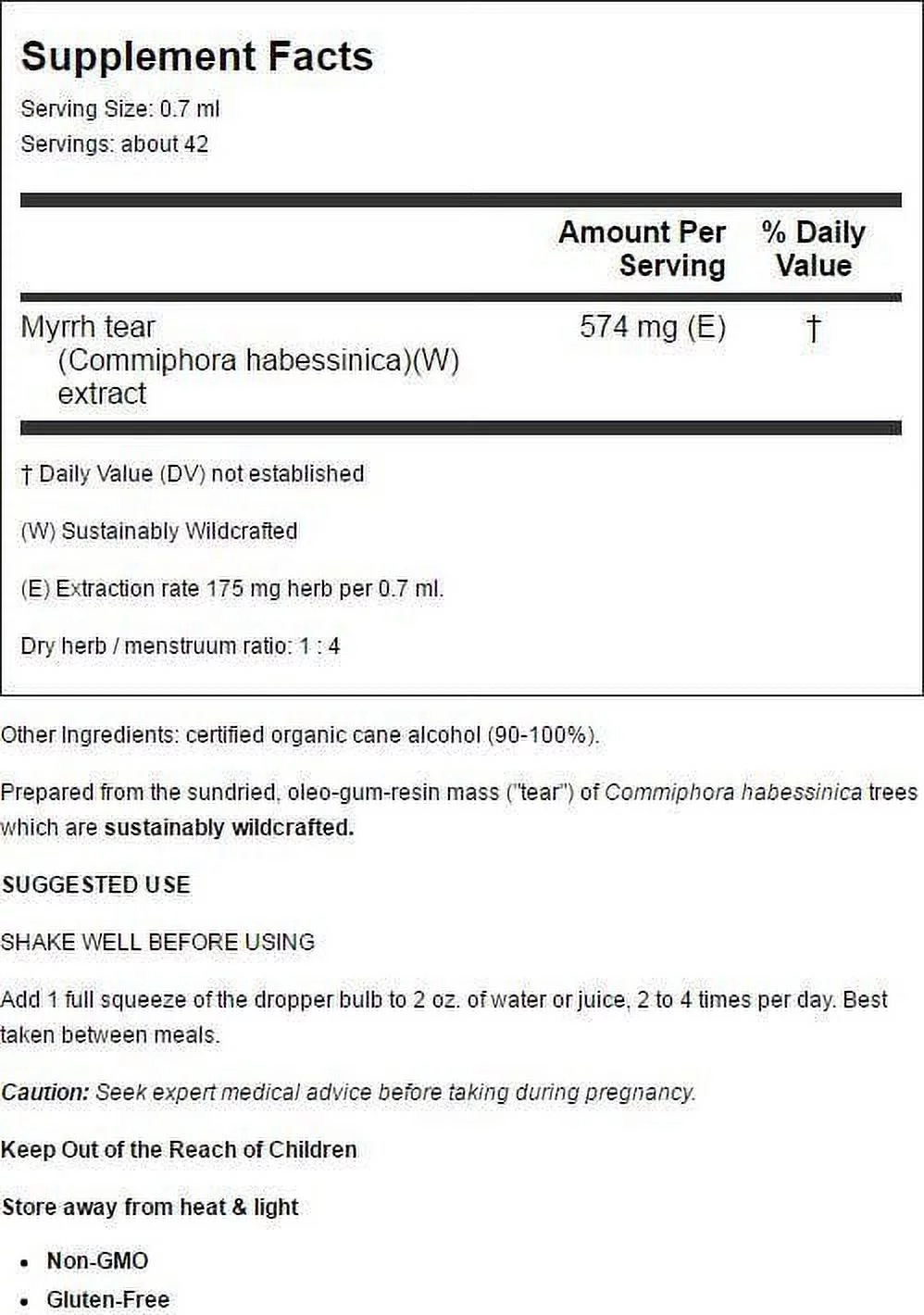 Herb Pharm Sun-Dried Tree Resin Myrrh 1 fl oz Liq