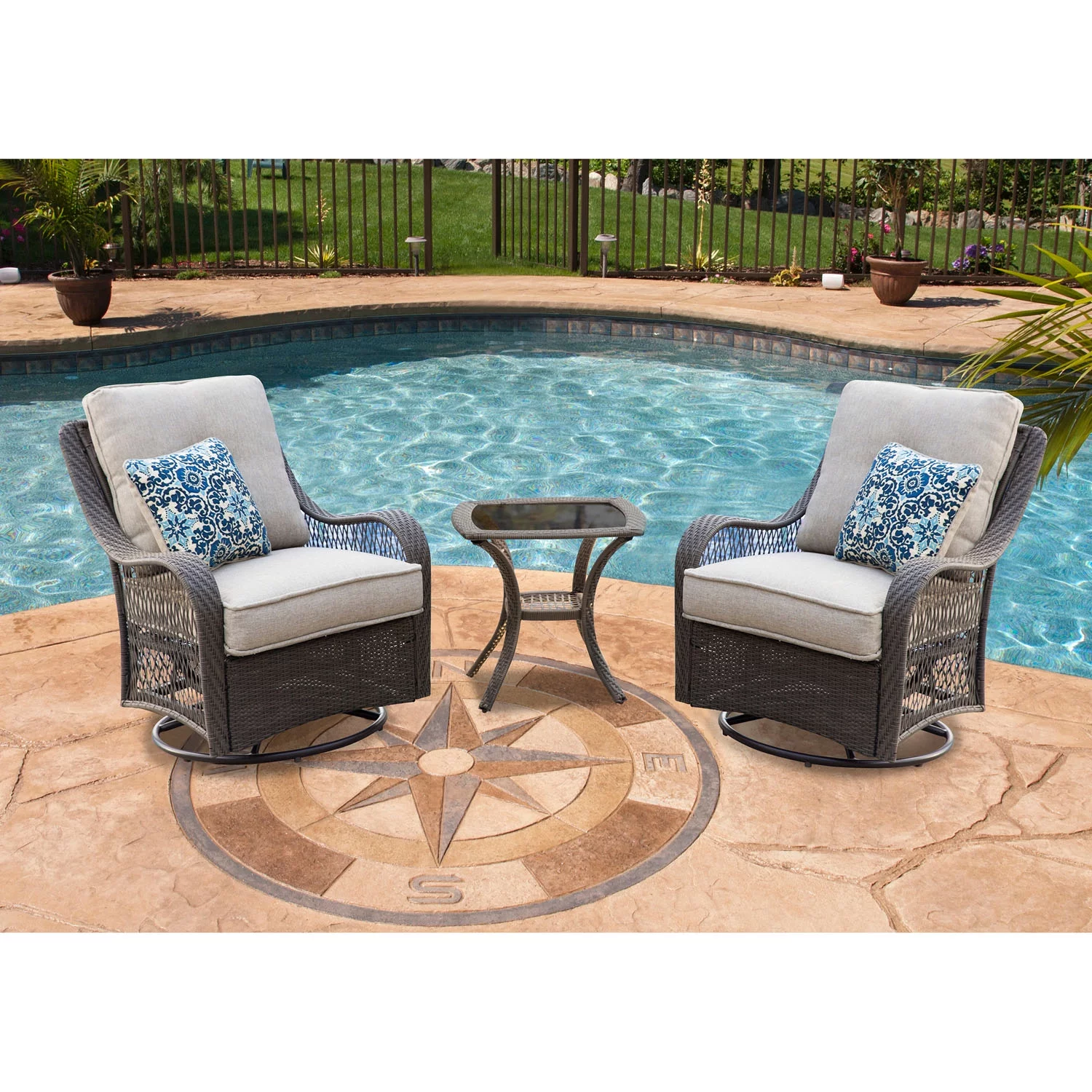 Cambridge Merritt 3-Piece Patio Chat Set in Gray