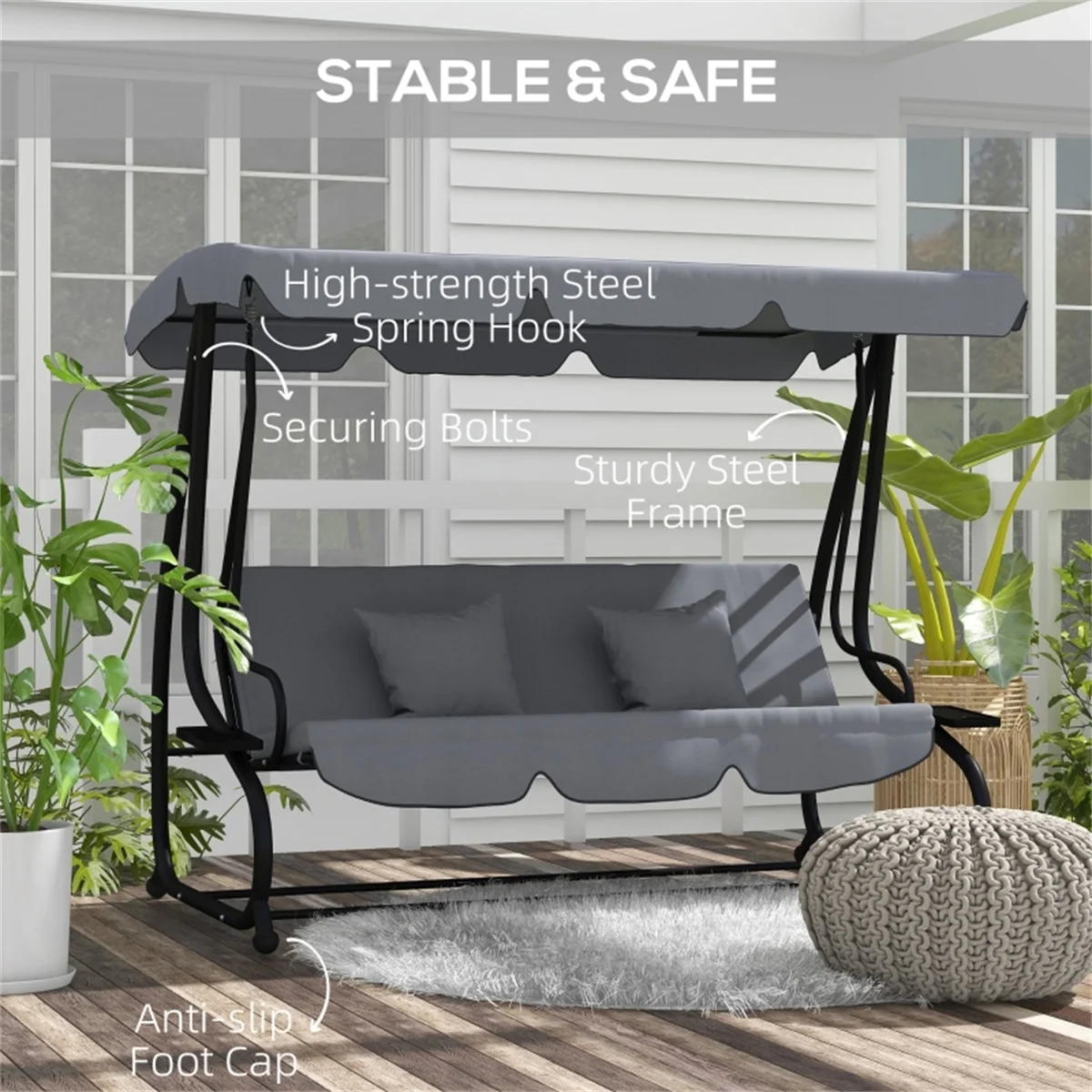 Outdoor Garden Swing Chair with Canopy and Cushion - Comfortable Seating for Relaxing in your Backyard