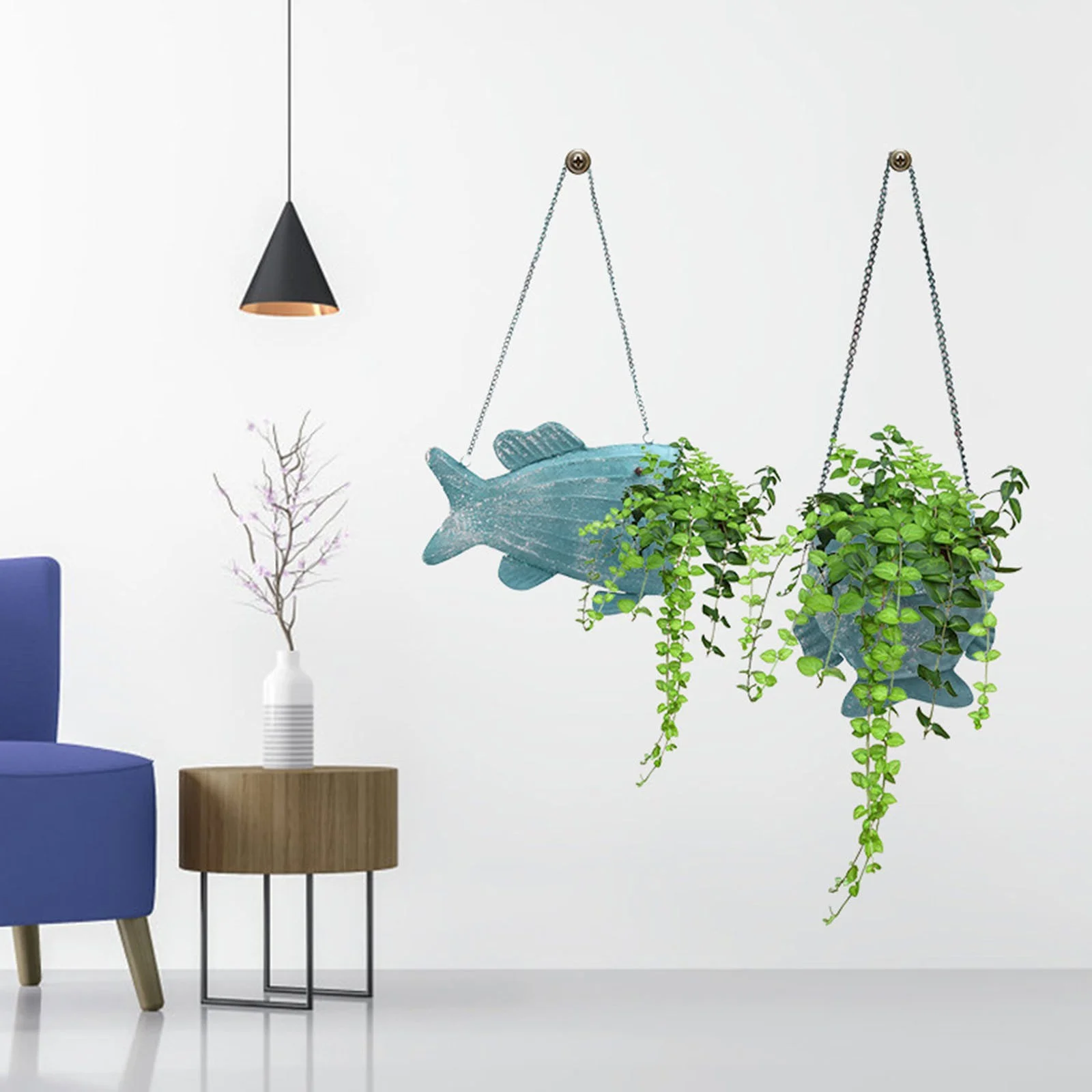 Fish Wall Hanging Wrought Iron Flower Basket Metal Hanging Flower Stand Home Decor Birthday Gifts Home Decor