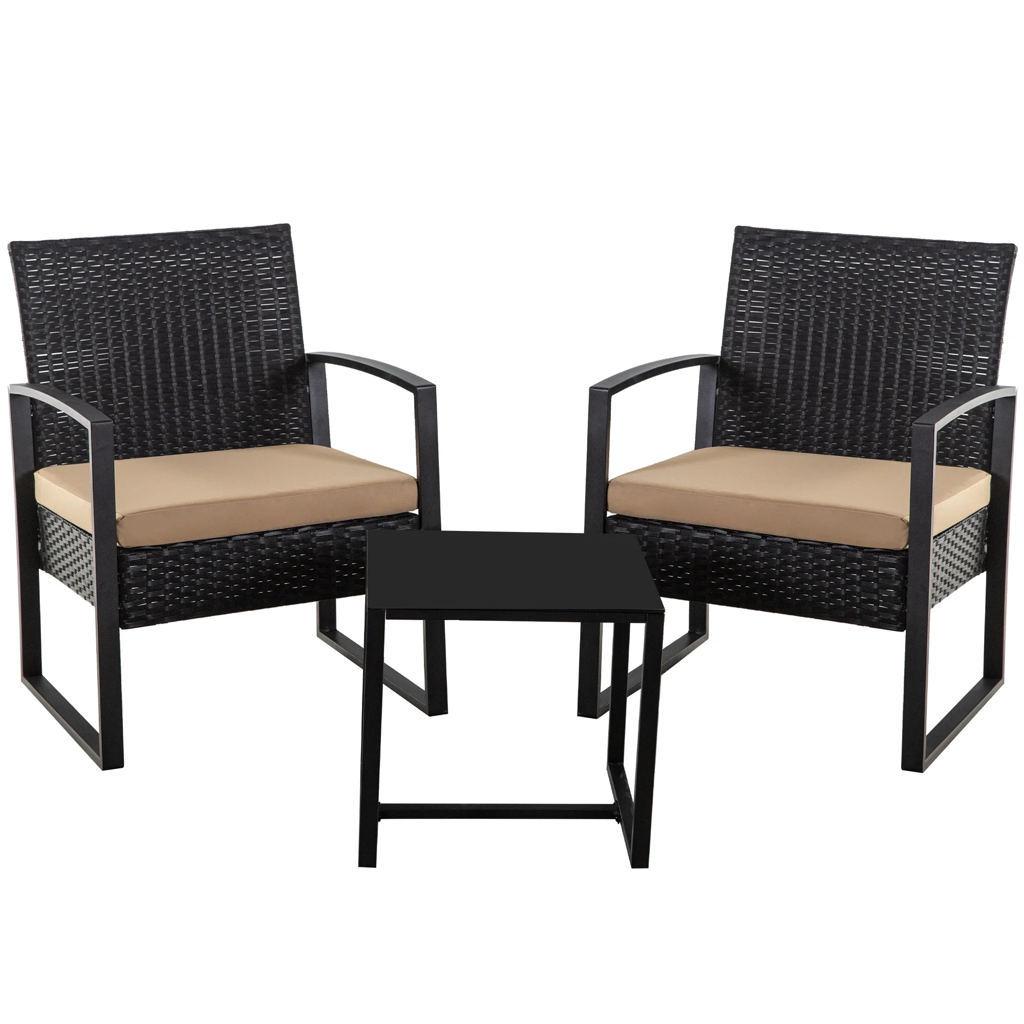 3 Piece Patio Set Chairs Bistro Set Rattan Conversation Set