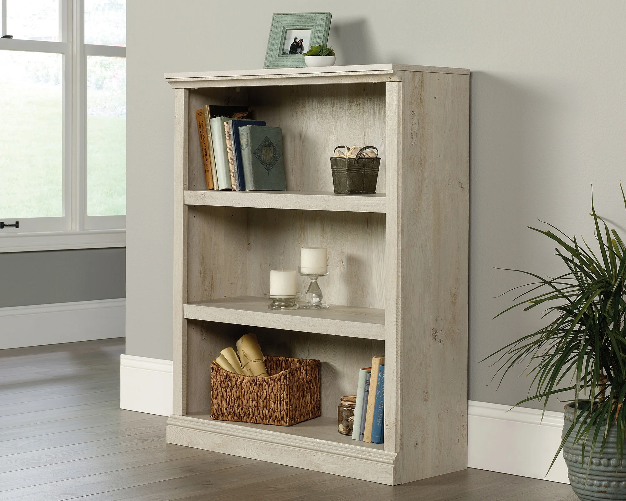 Sauder Select 3-Shelf Bookcase Chalked Chestnut