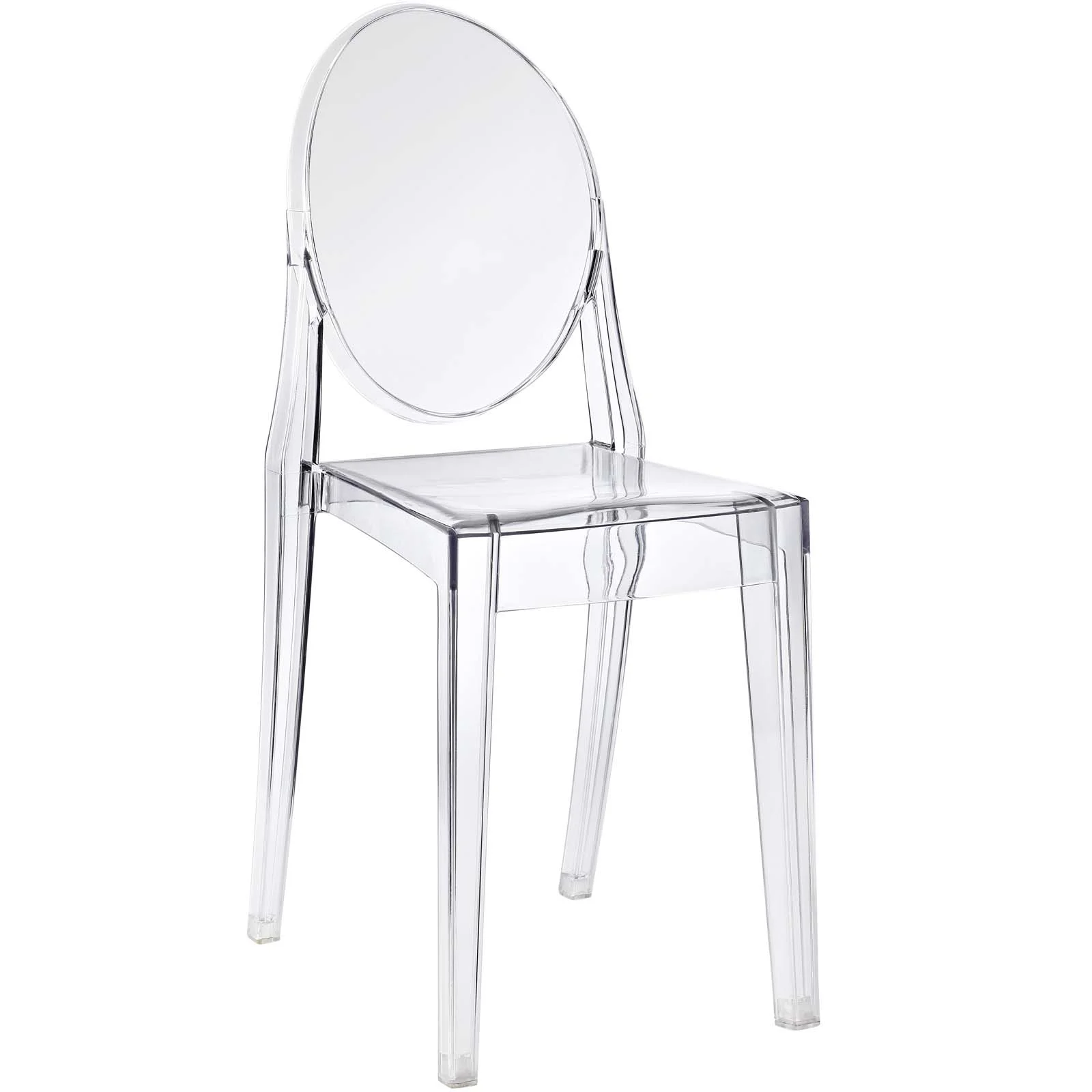 Side Dining Chair, Clear, Plastic, Kitchen Cafe Bistro Hospitality Restaurant, Modern Contemporary HB32537
