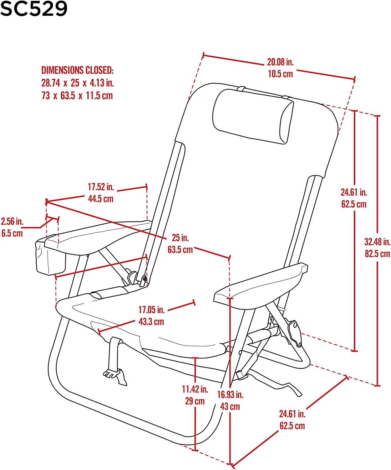 RIO BEACH 4-Position Lace-Up Backpack Folding Beach Chair Light Blue Nautical