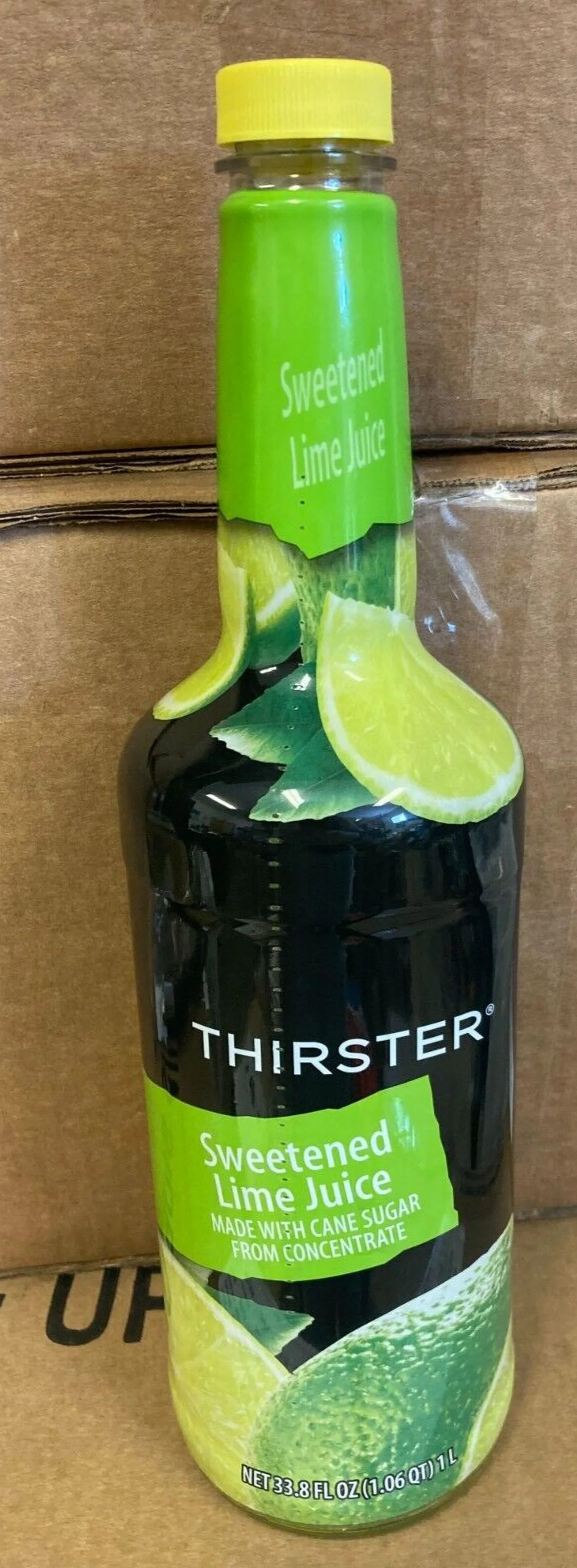 Thirster Sweetened Lime Juice Made With Cane Sugar From Concentrate 33.8 OZ 1 Liter, Plastic Bottle