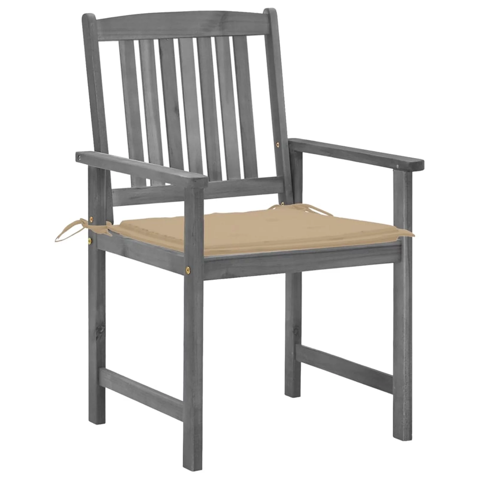 walmeck Patio Chairs with Cushions 4 pcs Gray Solid Acacia Wood