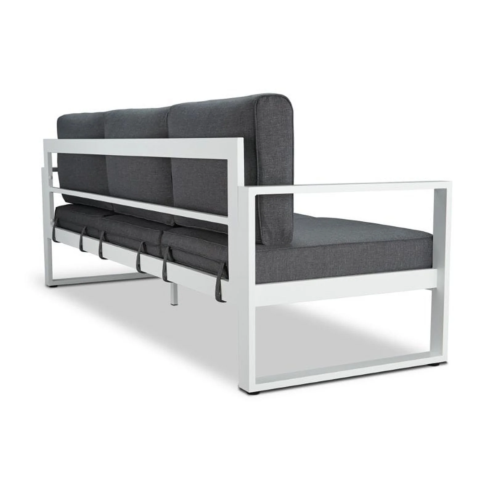 Home Square 3 Piece Patio Garden Set with Bench and 2 Patio Chairs in Gray/White