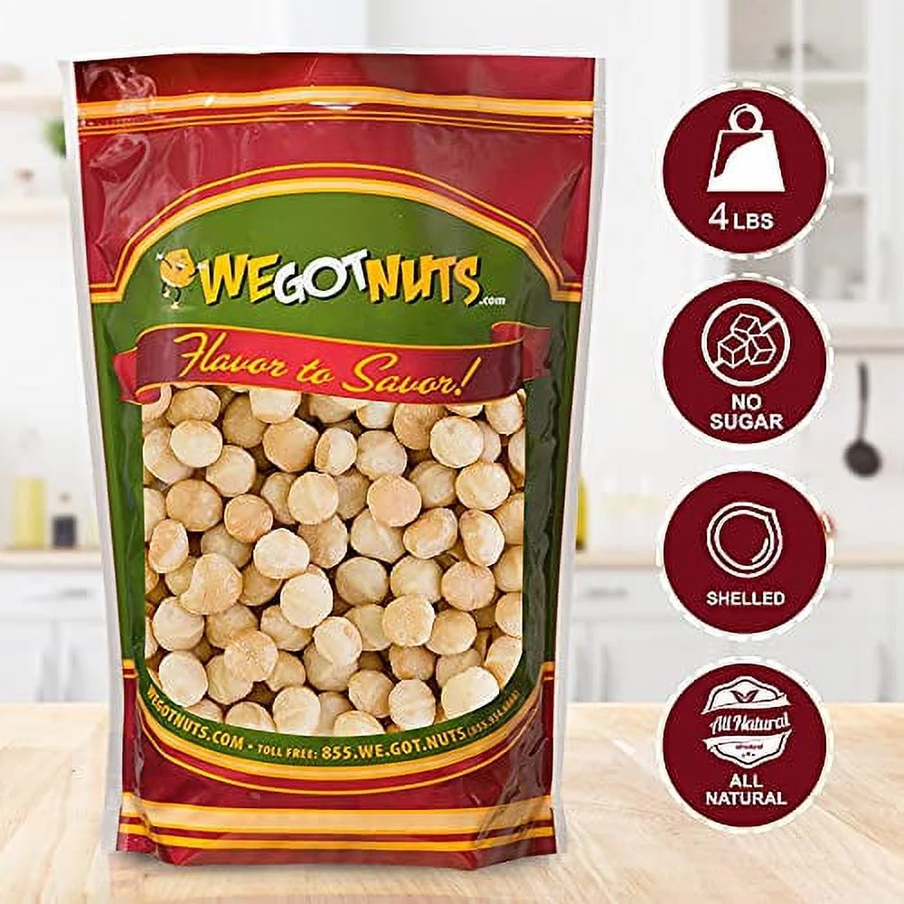 Macadamia, Raw, Unsalted, Halve and Pieces, Shelled, Bulk - We Got Nuts (4 LBS.)
