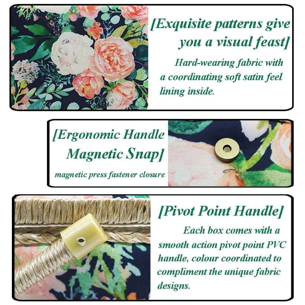 Sewing Kit Basket, Large Sewing box with Accessories in Pink Rose Pattern - 12.2