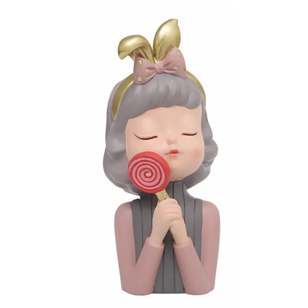 Gongxipen 1pc Resin Lovely Modern Girl Plant Pot Flowerpot Decoration for Home Office