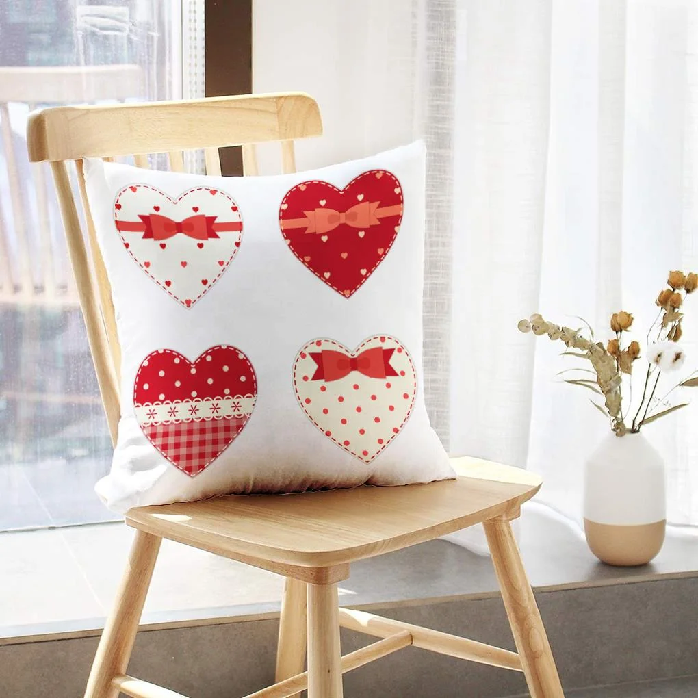 LALILO Throw Pillow Covers Cute Hearts Retro With Ribbon And Bow Cushion Cover 18