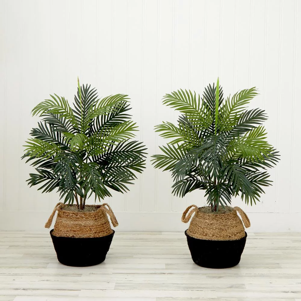 Nearly Natural 3ft. Artificial Areca Palm Tree with Handmade Jute (Set of 2)