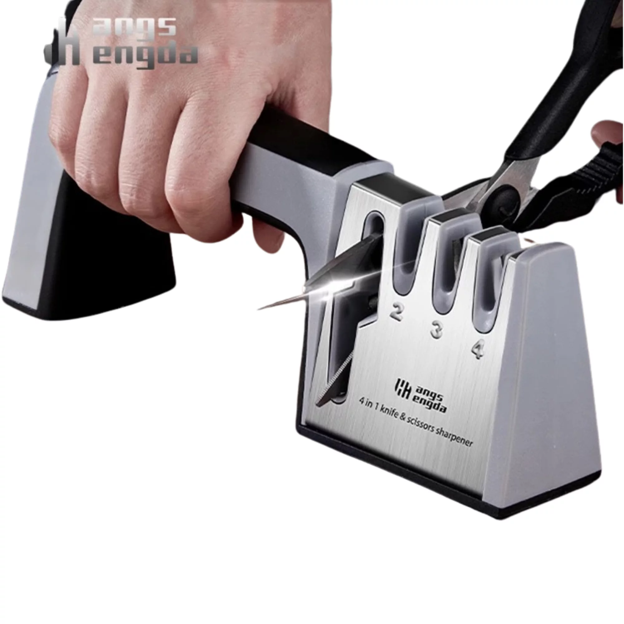4-in-1 Knife Sharpener, 4-Stage Knife Sharpener Helps Repair, Restore, Polish Blades, Best Kitchen Knife Sharpener Really Works for Ceramic and Steel Knives, Scissors.