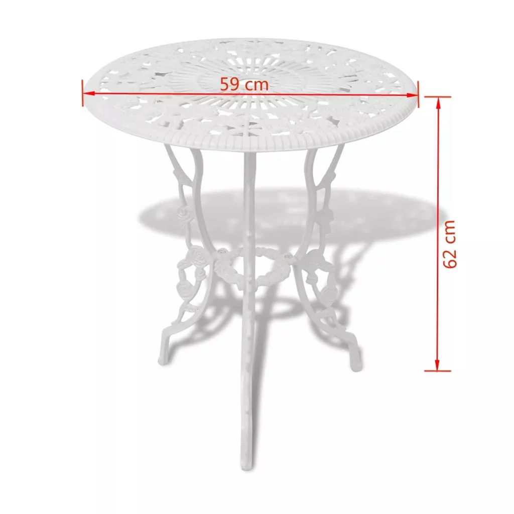 walmeck 3 Piece Bistro Set Cast Aluminum White