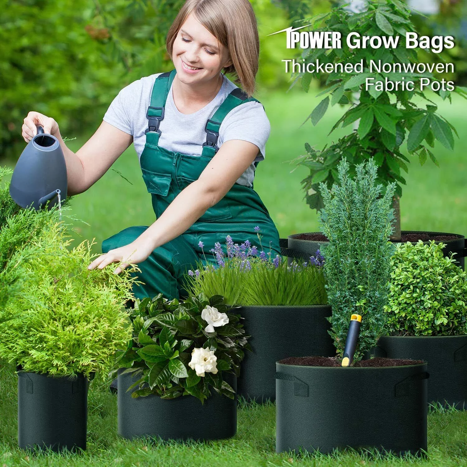 iPower 5-Pack, Grow Bags, Thickened Nonwoven Fabric, Pots Container, 3 Gallon