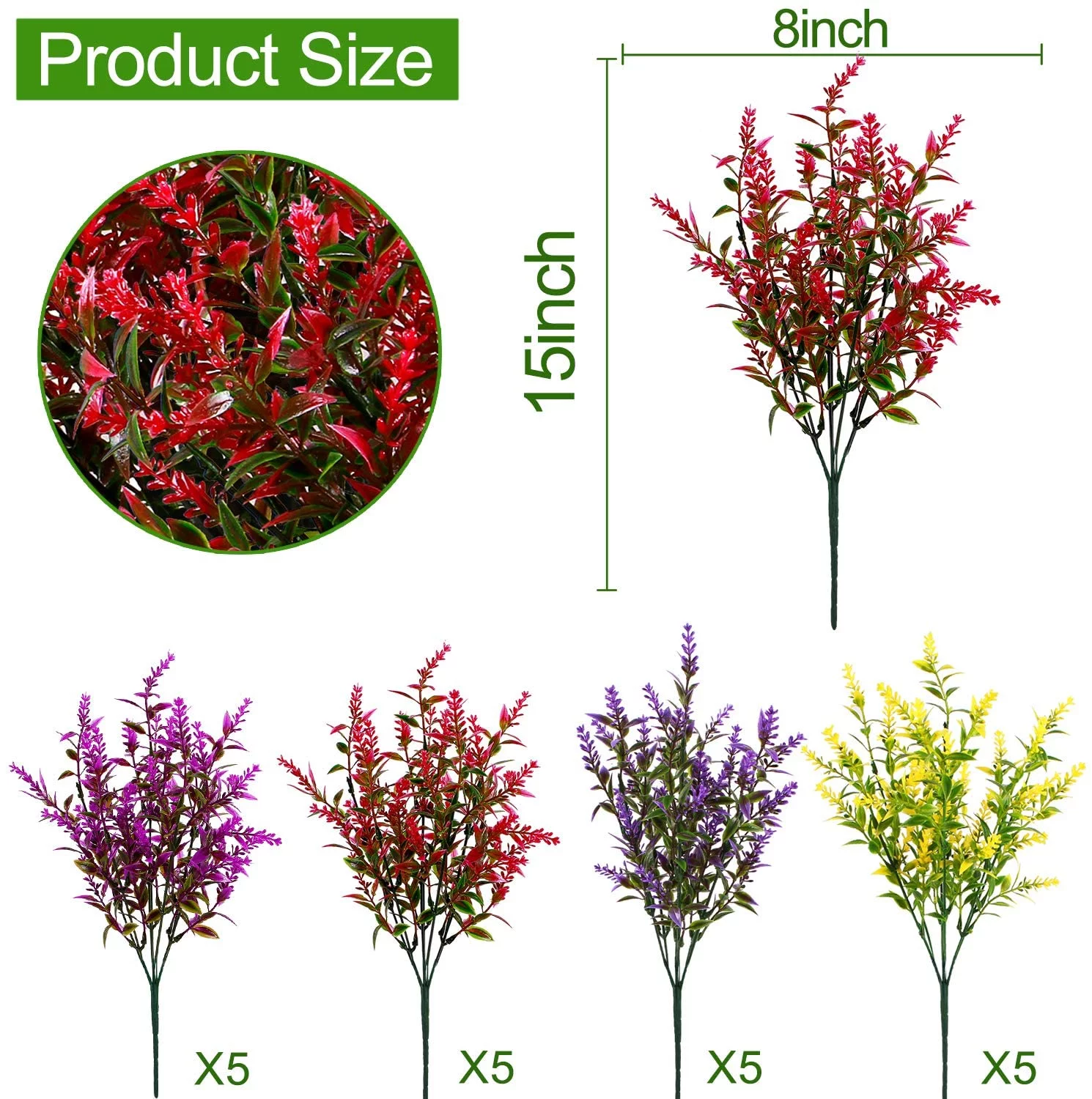 Asisol 20 Bundles Artificial Lavender Outdoor UV Resistant Flowers Plastic Fake Flowers Plants, Artificial Flowers Faux Plants for Outdoor Hanging Planter Home Decor(Mix-colored)