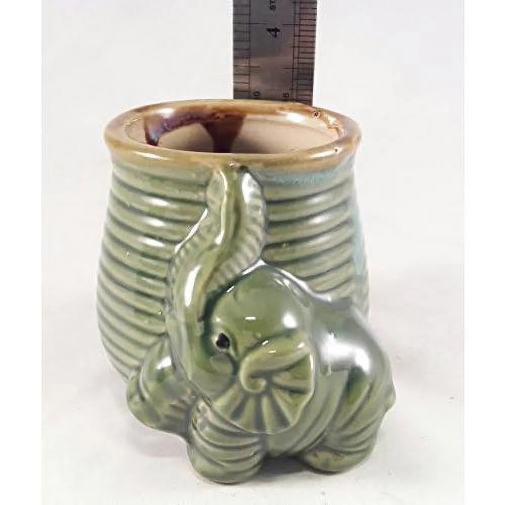Small Elephant Ceramic Planter Pot, 3” Unique Design By