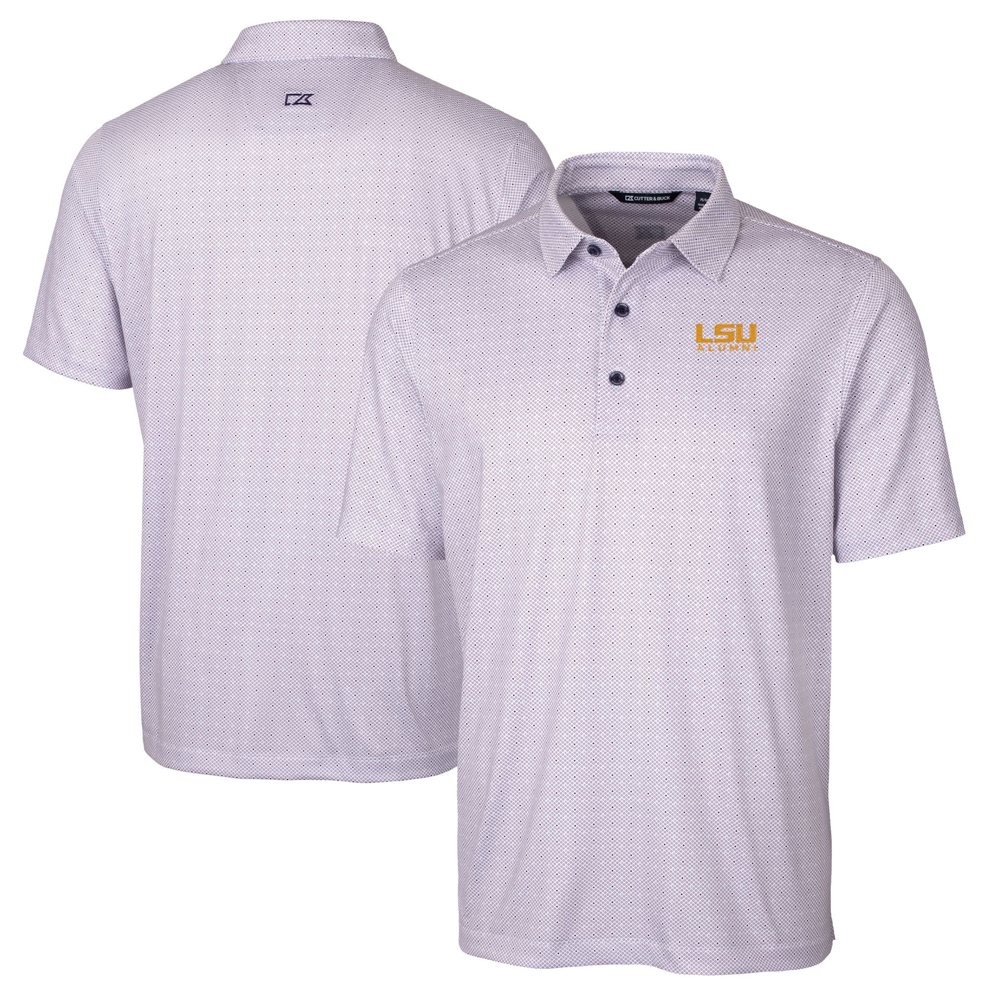 Men's Cutter & Buck  Purple LSU Tigers Alumni Logo Double Dot Print Stretch Polo