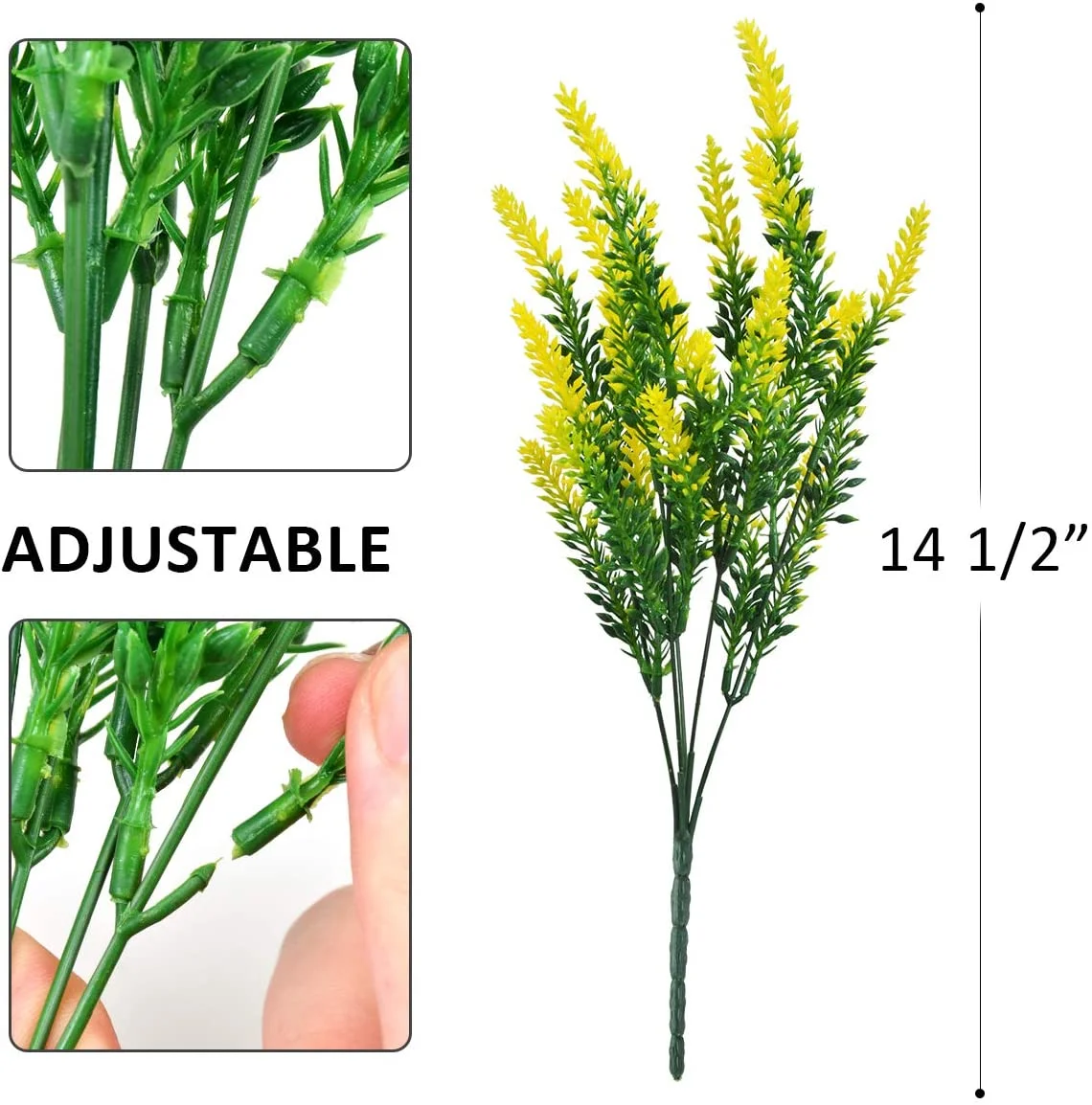 Morttic 8 Bundles Artificial Lavender Flowers UV Resistant Plants Faux Plastic Flowers Shrubs Plants for Hanging Planter Home Wedding Garden Decor, Yellow