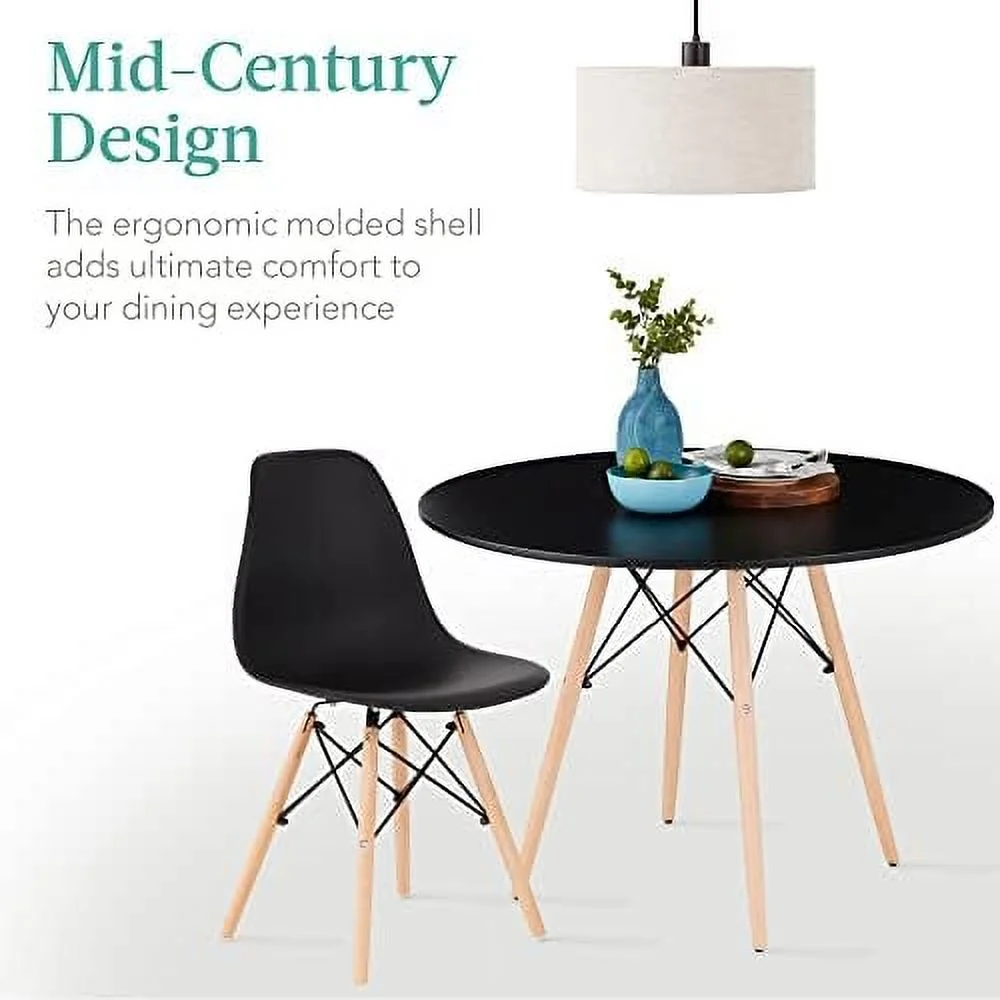 HBLUKDL 5-Piece Dining Set  Compact Mid-Century Modern Table & Chair Set for Home  Apartment w/ 4 Chairs  Plastic Seats  Wooden Legs  Metal Frame - Brown/Gray